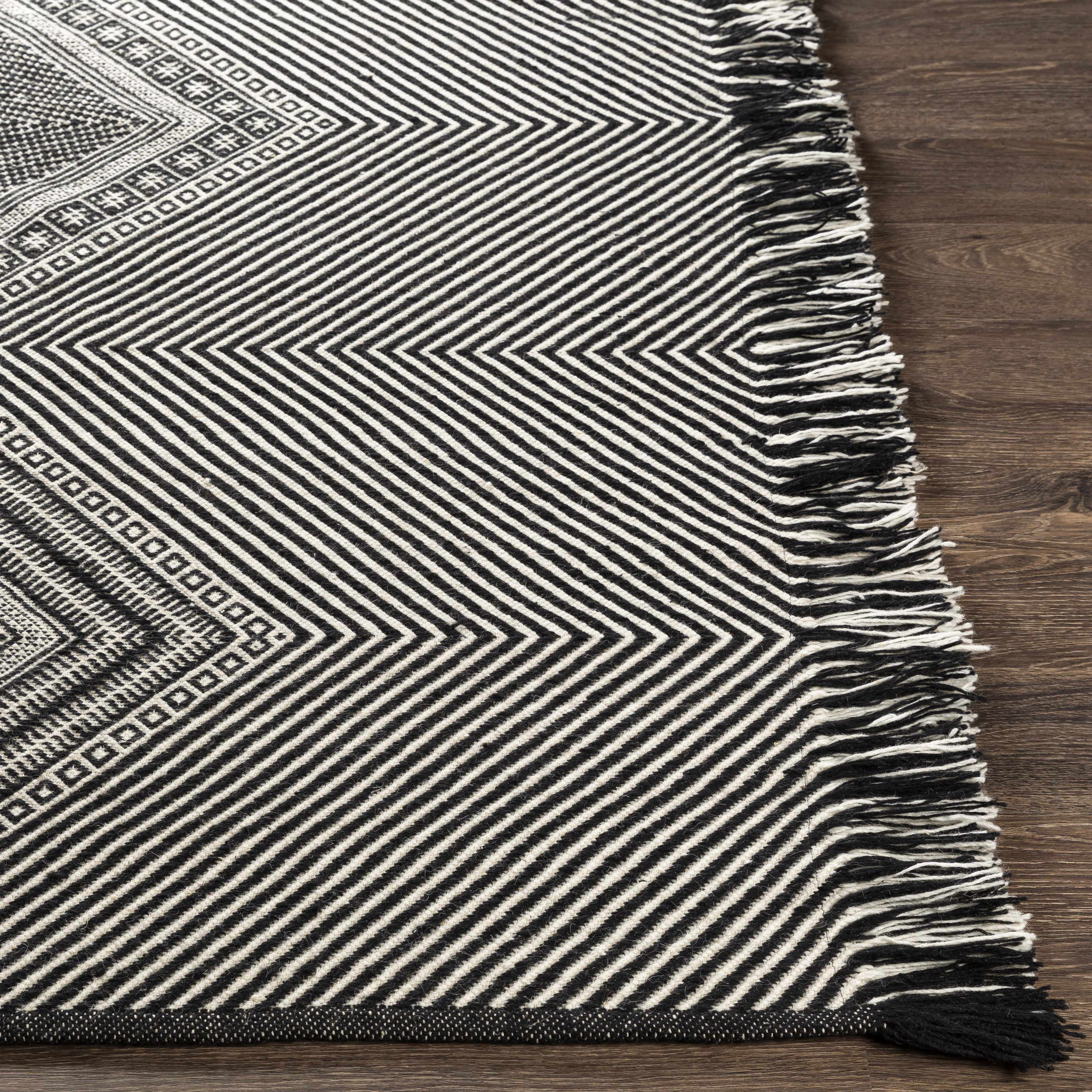 Eaglesham Black&White Flatweave Tassel Wool Rug - Clearance - Image 4