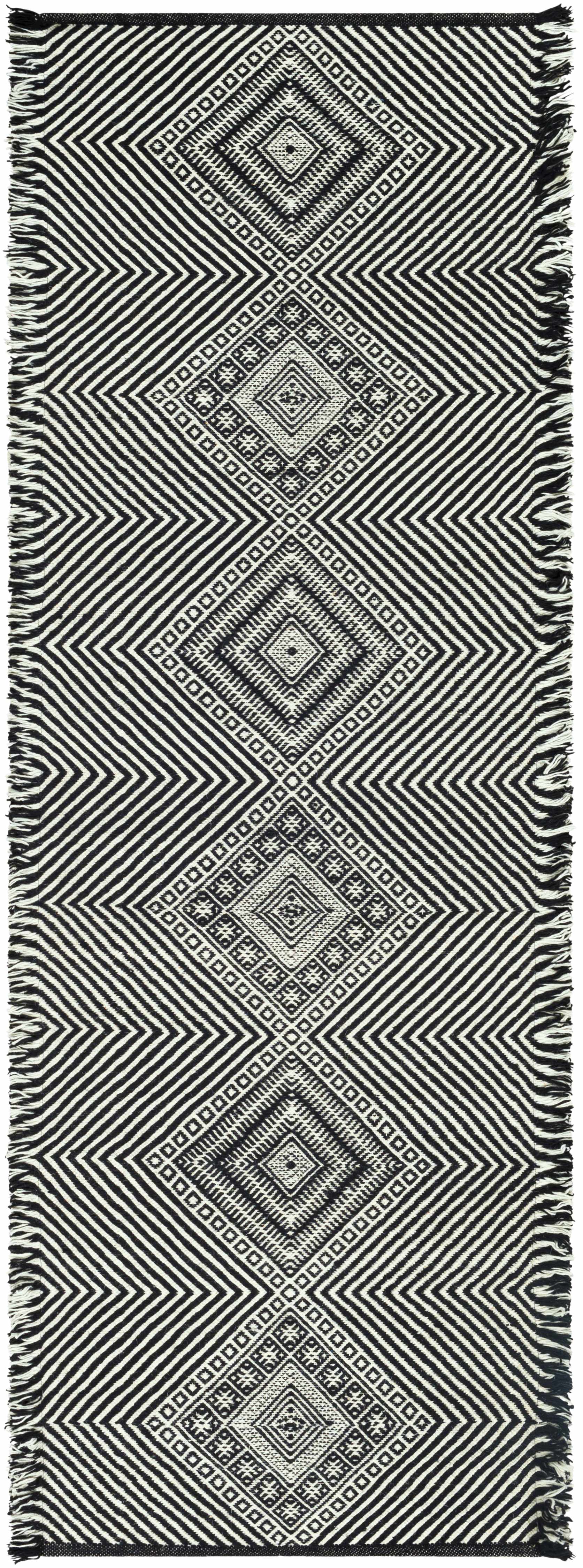 Eaglesham Black&White Flatweave Tassel Wool Rug - Clearance - Image 8