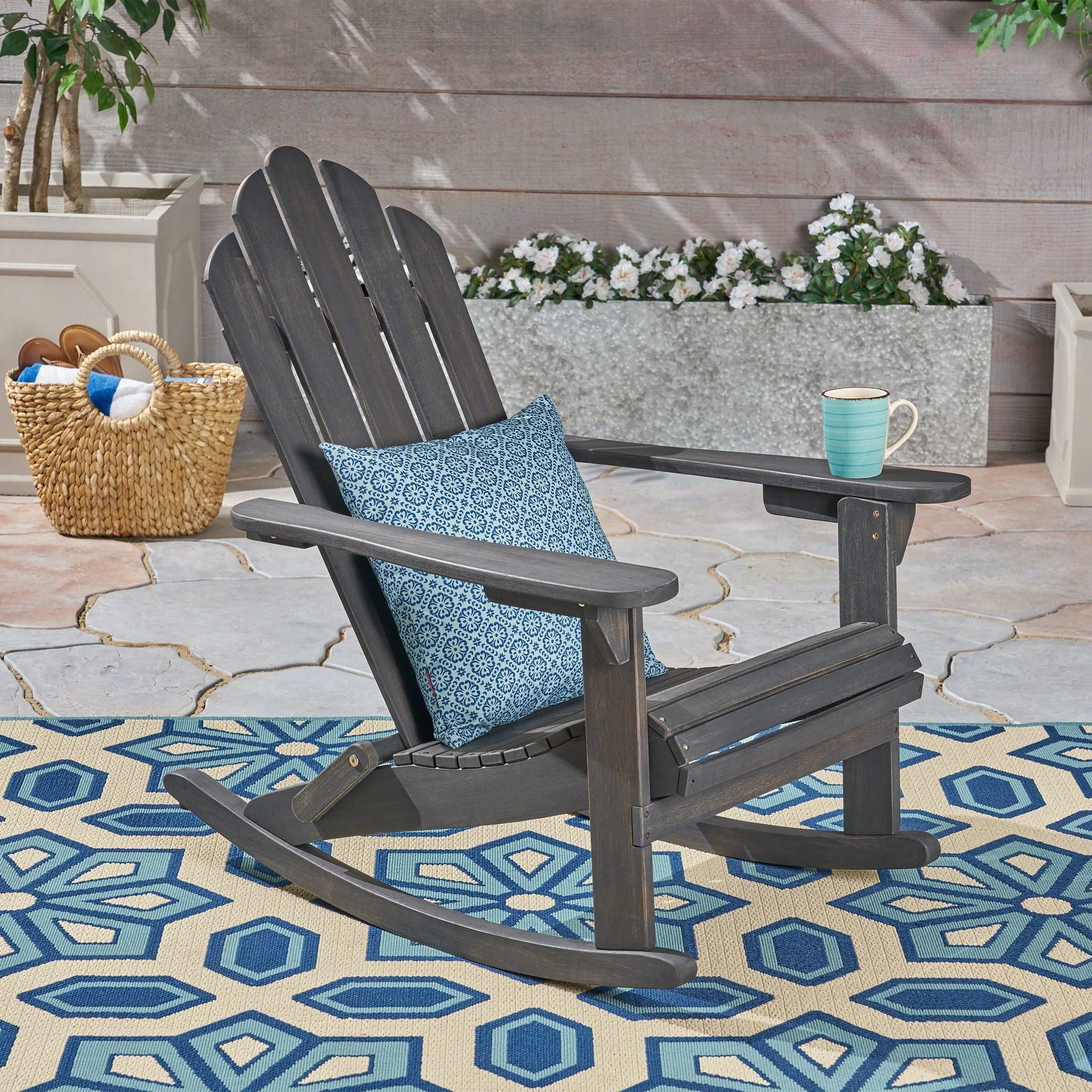 Echoes - Outdoor Acacia Wood Adirondack Rocking Chair - Image 4