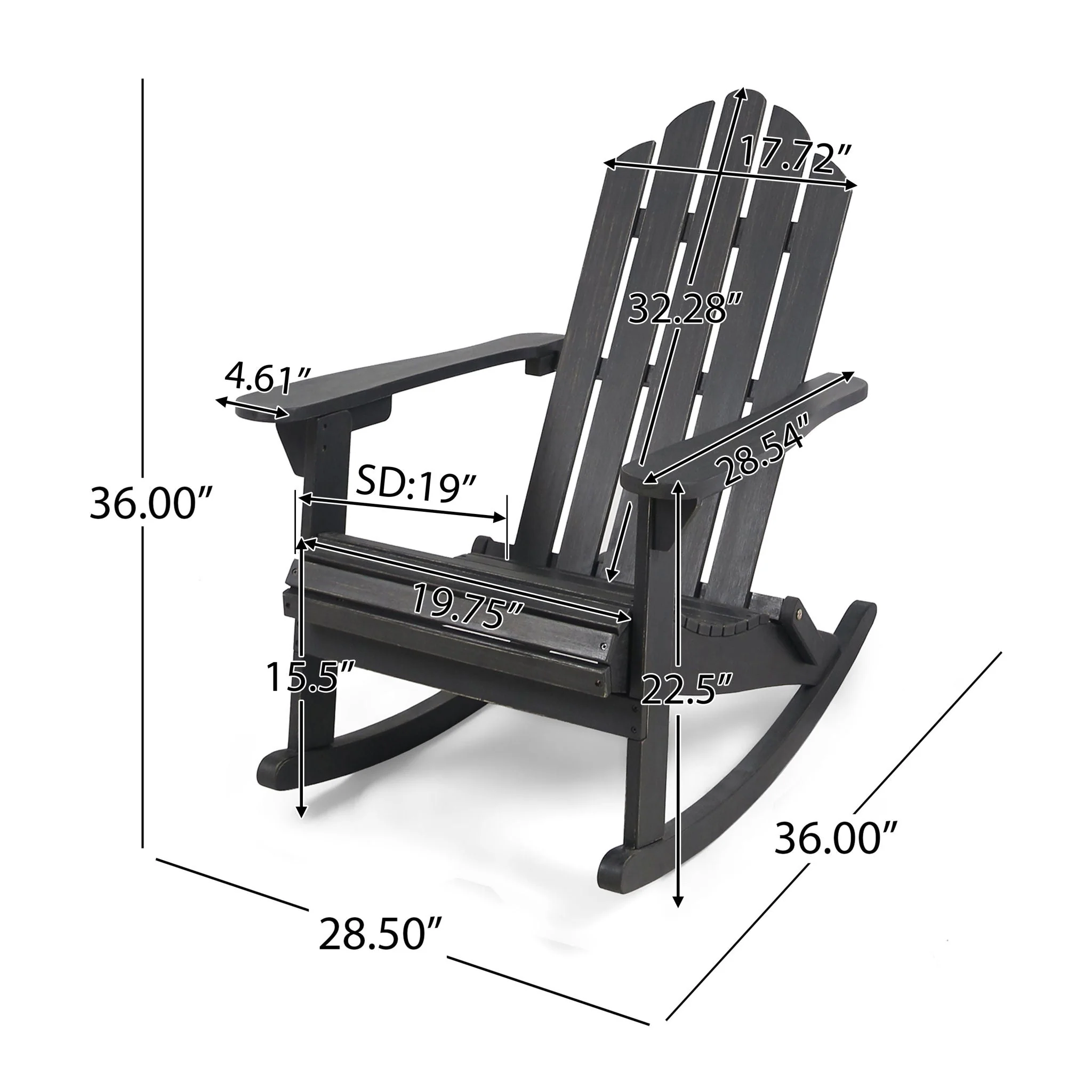 Echoes - Outdoor Acacia Wood Adirondack Rocking Chair - Image 6
