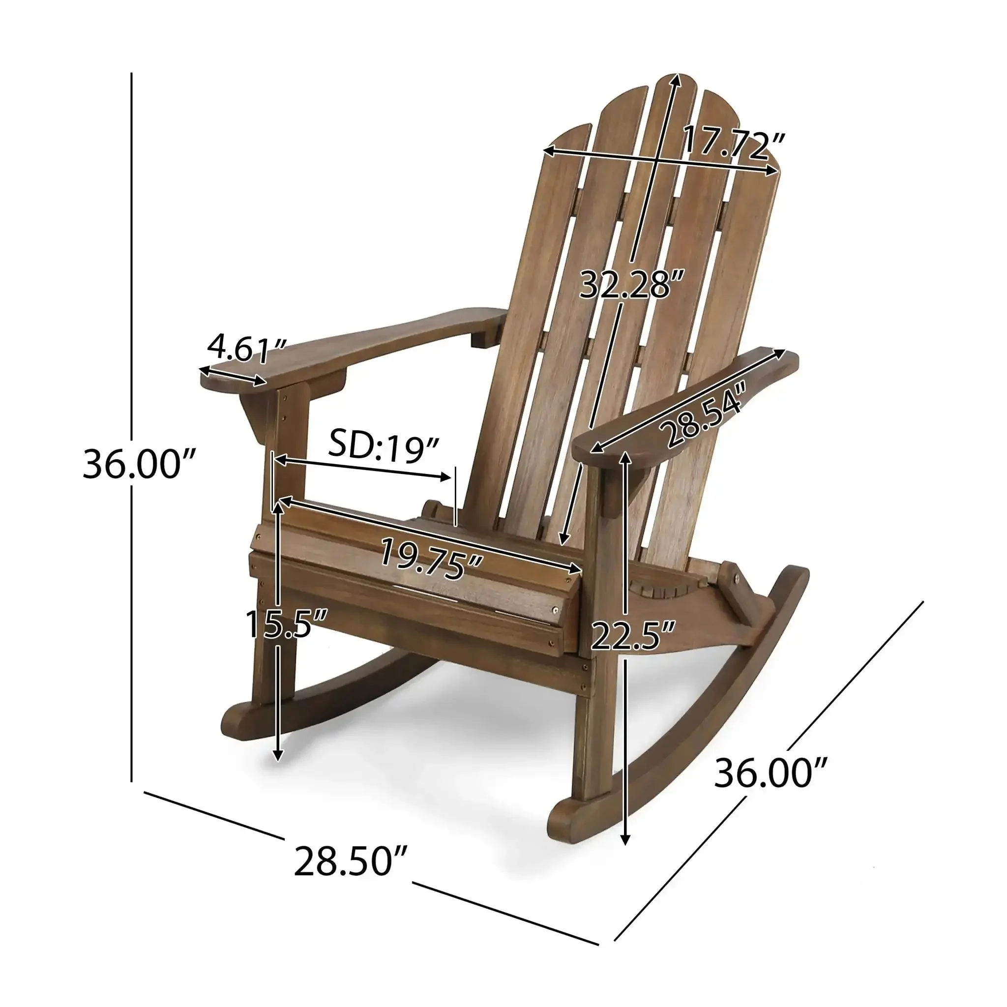 Echoes - Outdoor Acacia Wood Adirondack Rocking Chair - Image 7