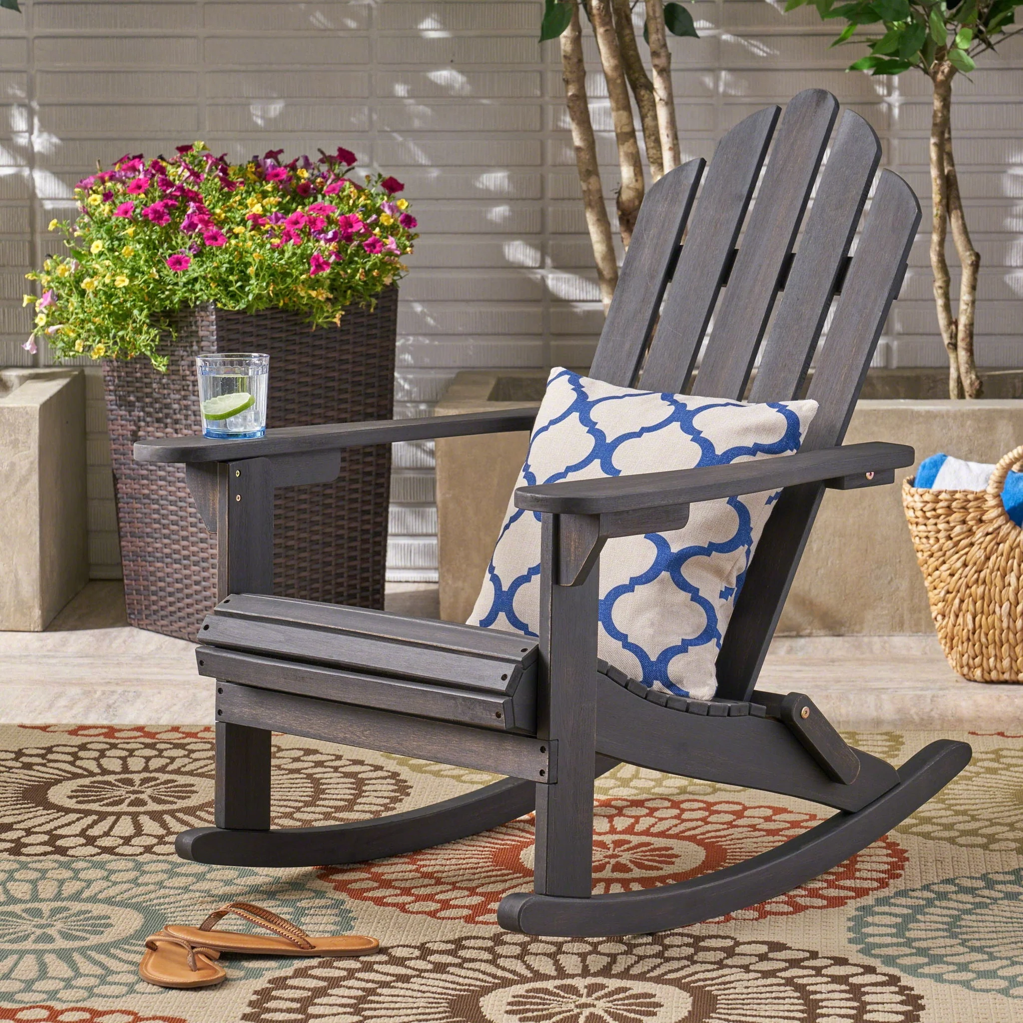 Echoes - Outdoor Acacia Wood Adirondack Rocking Chair - Image 8