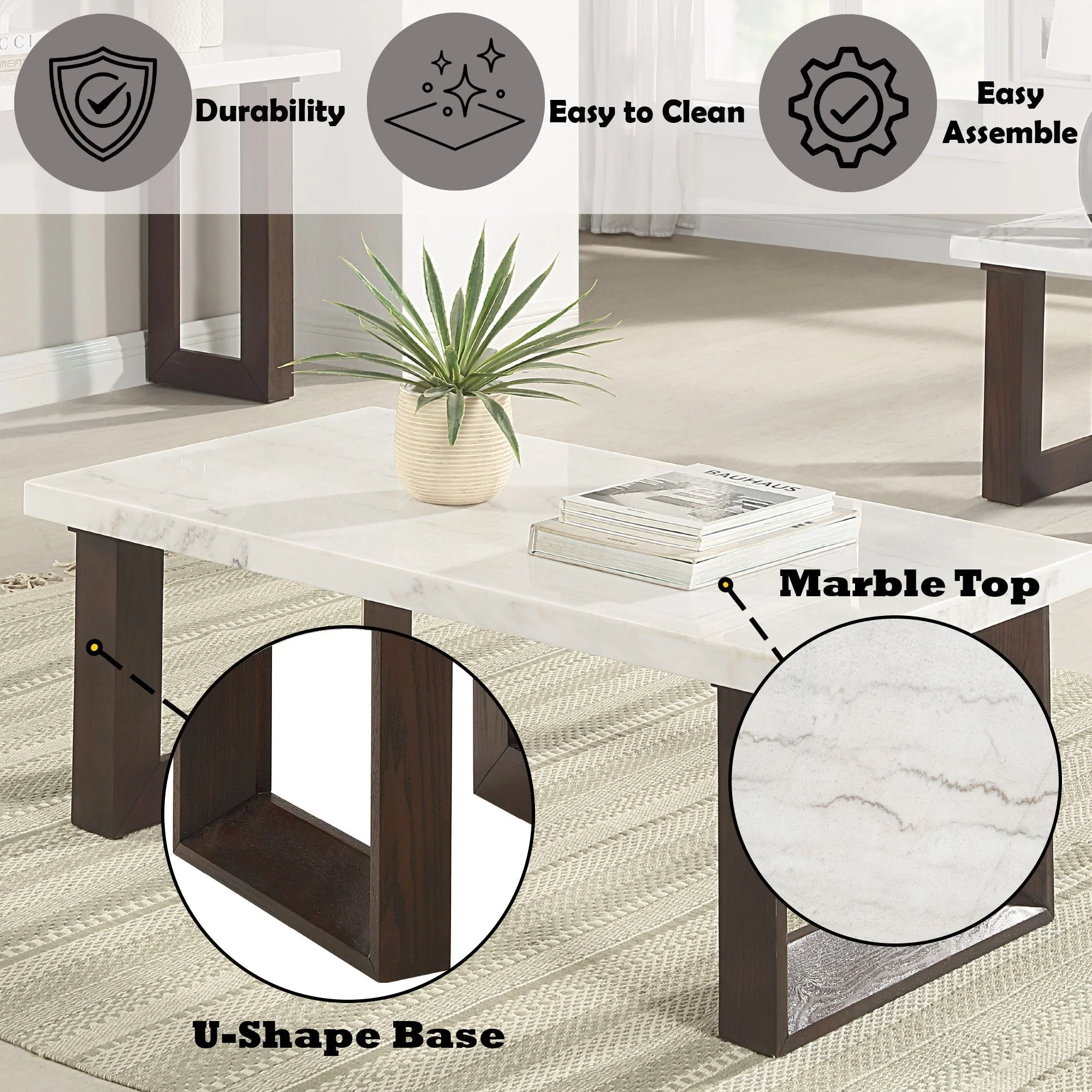 Edwyn - Natural Marble Top End Table - Image 9