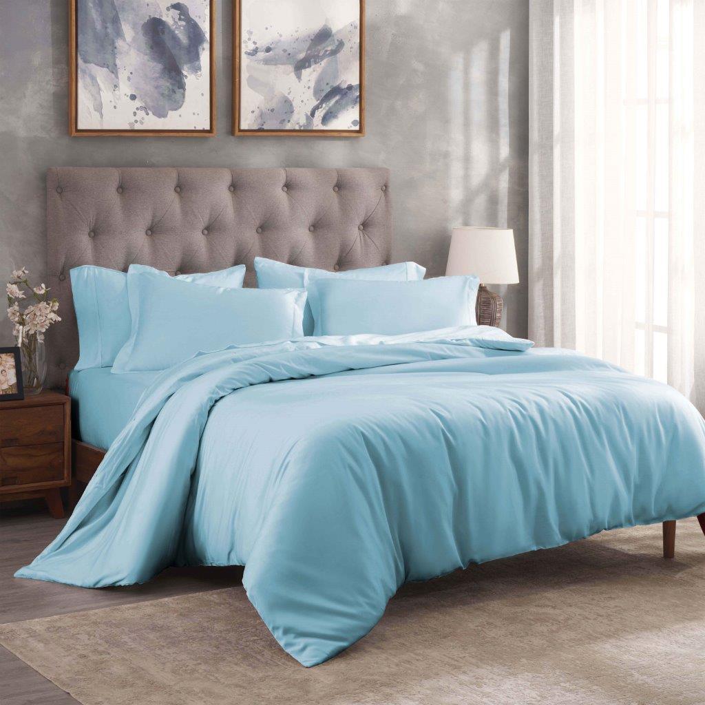 Egyptian Cotton 300 Thread Count Solid Luxury Duvet Cover Set - Image 10