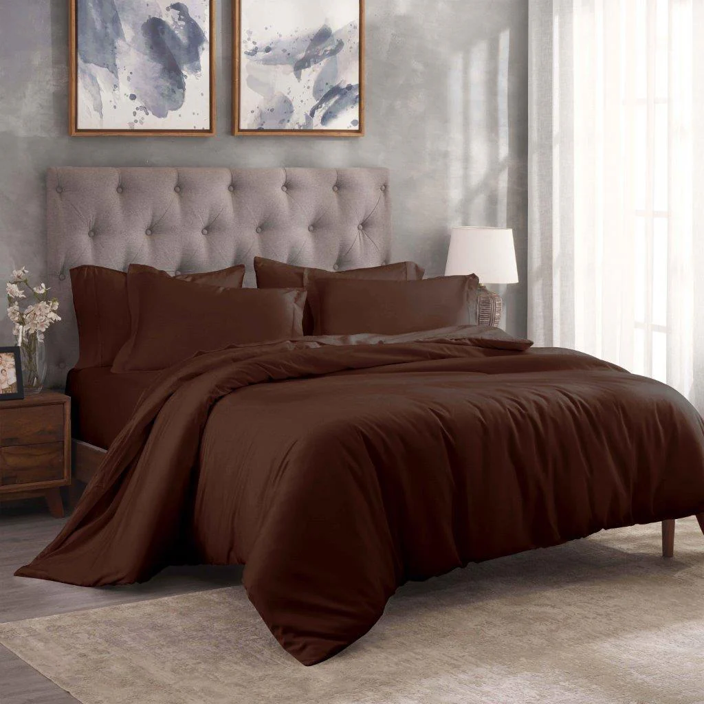 Egyptian Cotton 300 Thread Count Solid Luxury Duvet Cover Set - Image 15