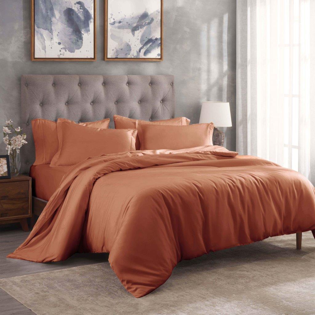 Egyptian Cotton 300 Thread Count Solid Luxury Duvet Cover Set - Image 18