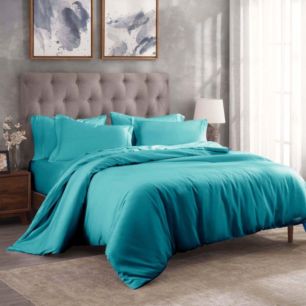 Egyptian Cotton 300 Thread Count Solid Luxury Duvet Cover Set - Image 21
