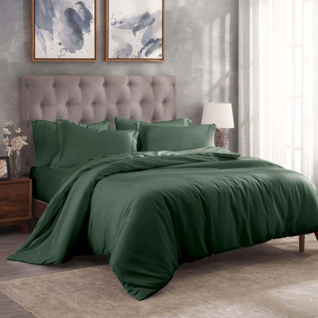 Egyptian Cotton 300 Thread Count Solid Luxury Duvet Cover Set - Image 6