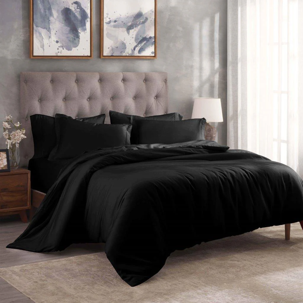 Egyptian Cotton 300 Thread Count Solid Luxury Duvet Cover Set - Image 8