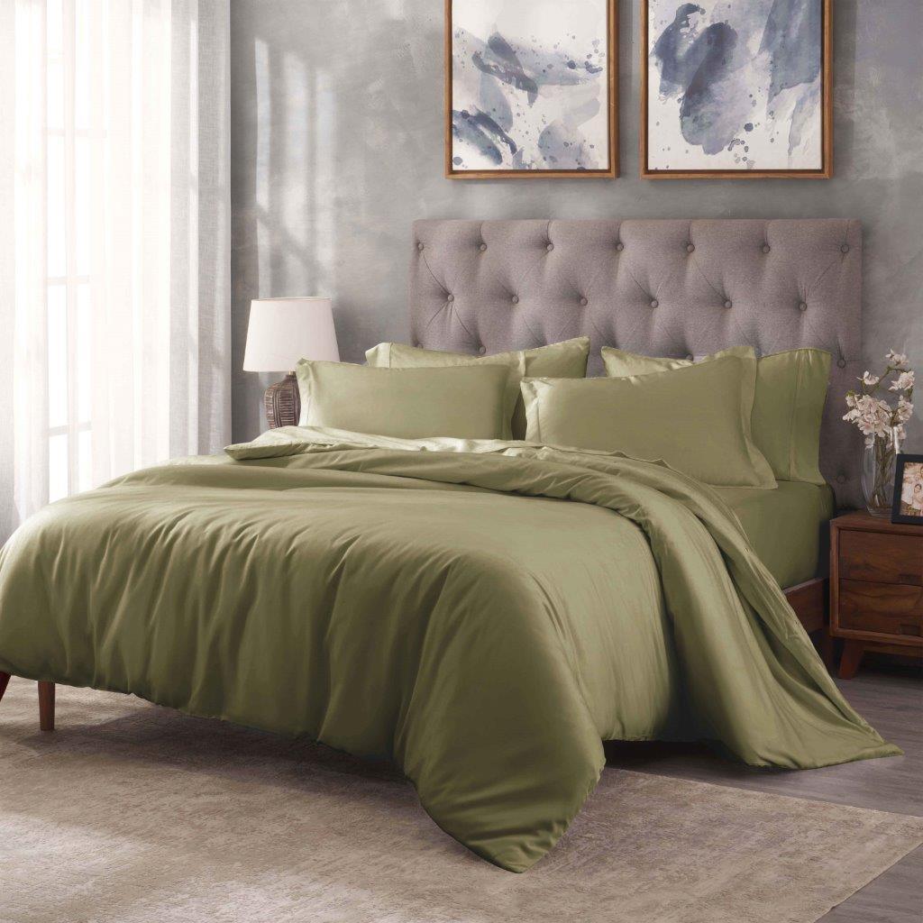 Egyptian Cotton 400 Thread Count Solid Luxury Duvet Cover Set - Image 10