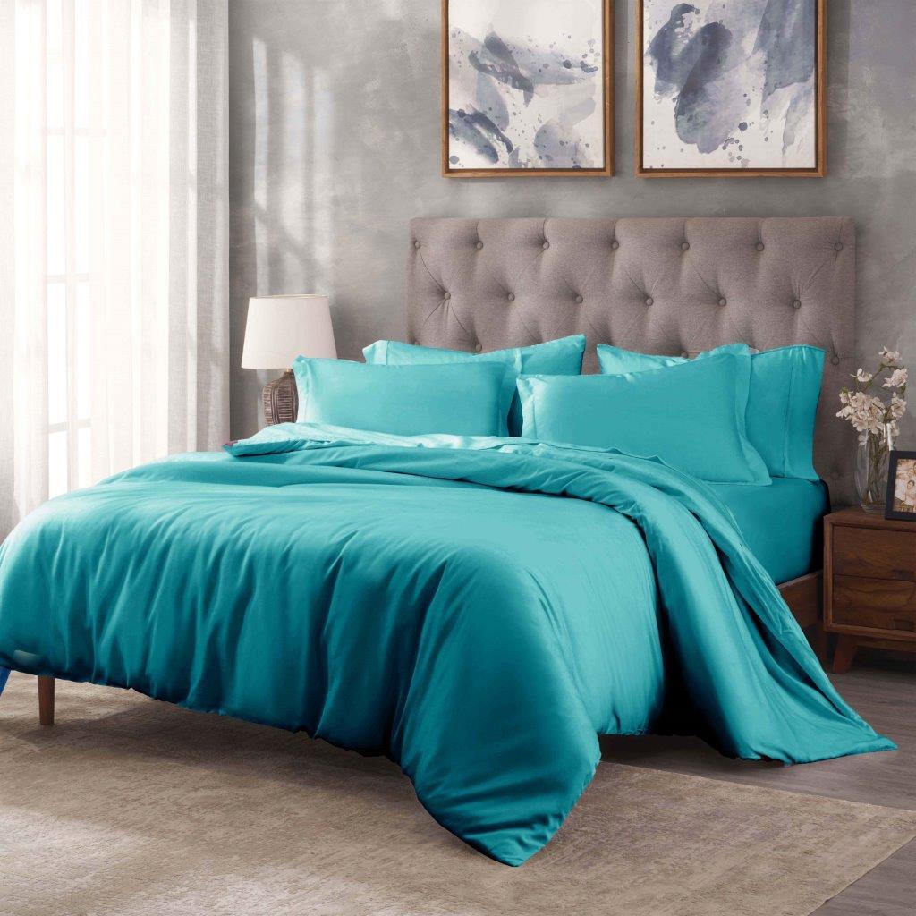 Egyptian Cotton 400 Thread Count Solid Luxury Duvet Cover Set - Image 12