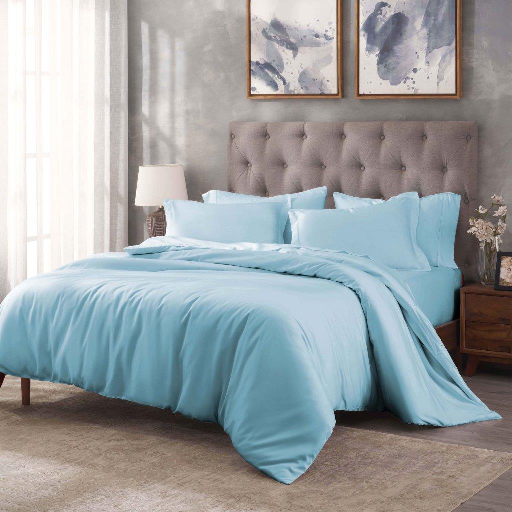Egyptian Cotton 400 Thread Count Solid Luxury Duvet Cover Set - Image 13