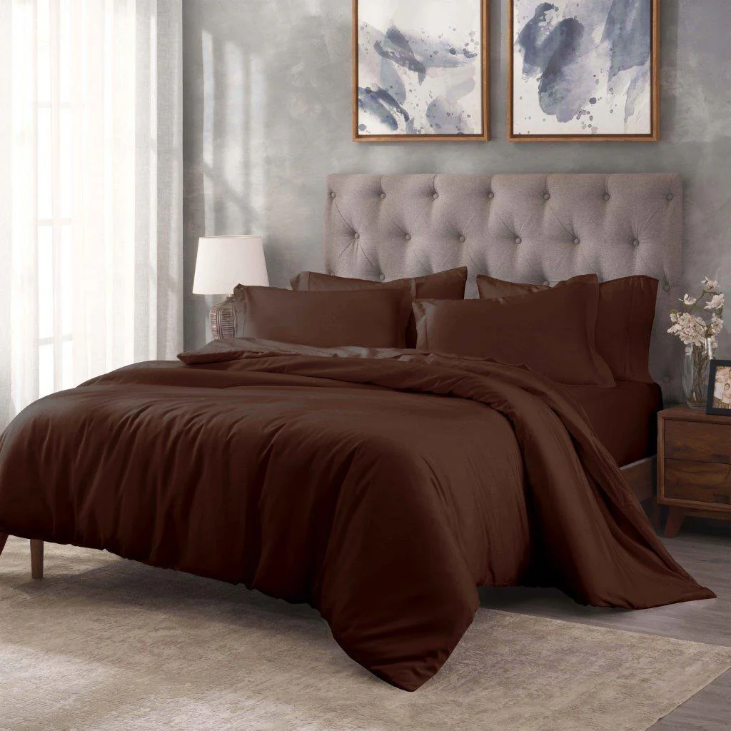 Egyptian Cotton 400 Thread Count Solid Luxury Duvet Cover Set - Image 14
