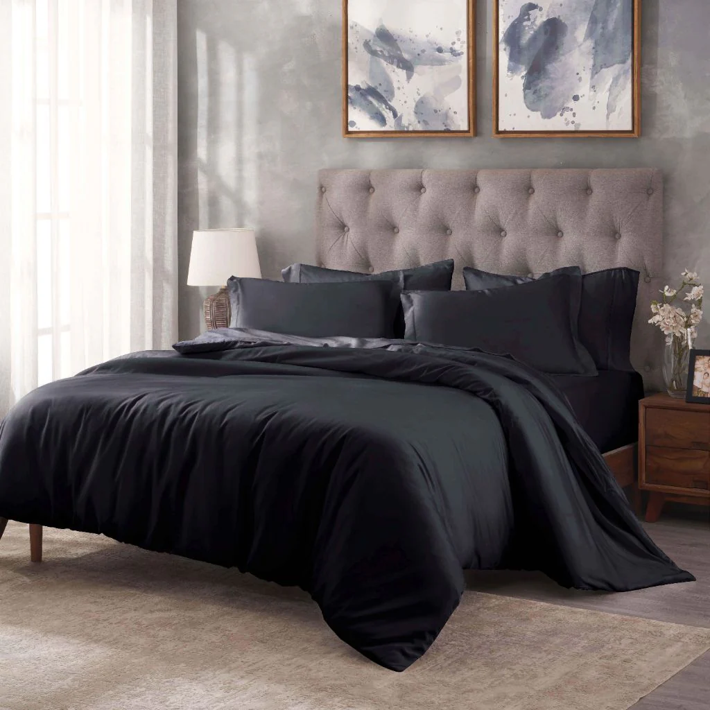 Egyptian Cotton 400 Thread Count Solid Luxury Duvet Cover Set - Image 3