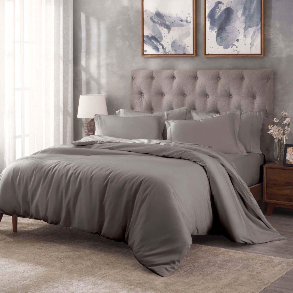 Egyptian Cotton 400 Thread Count Solid Luxury Duvet Cover Set - Image 5