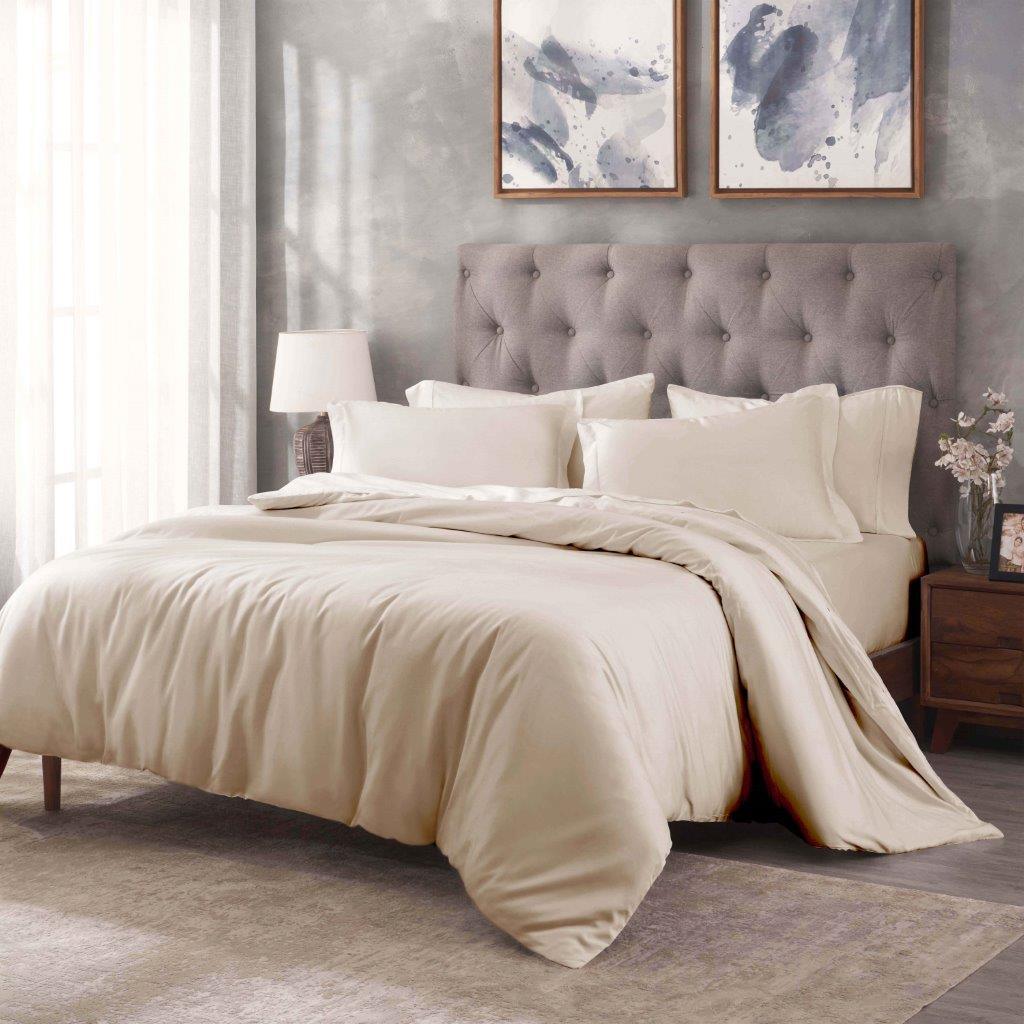 Egyptian Cotton 400 Thread Count Solid Luxury Duvet Cover Set - Image 6