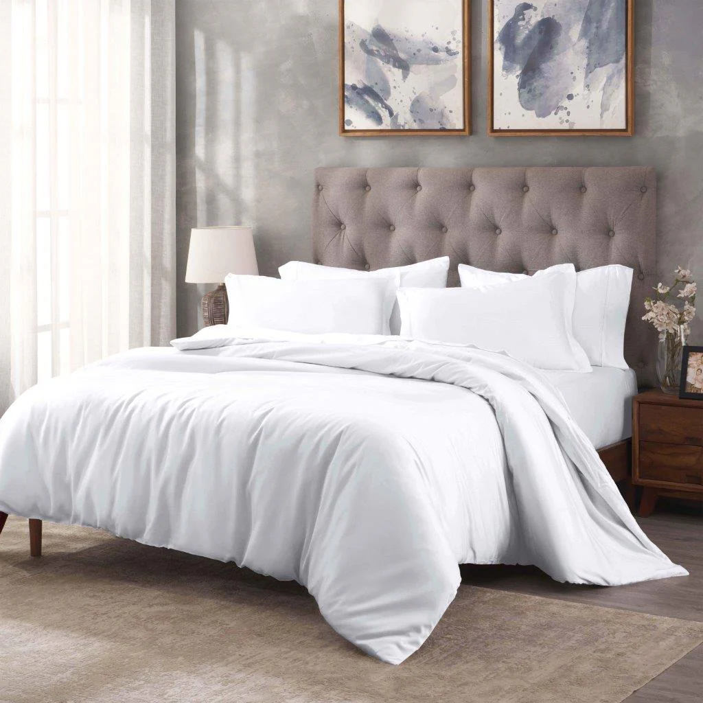 Egyptian Cotton 400 Thread Count Solid Luxury Duvet Cover Set - Image 8