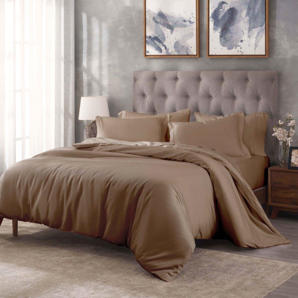 Egyptian Cotton 400 Thread Count Solid Luxury Duvet Cover Set - Image 9