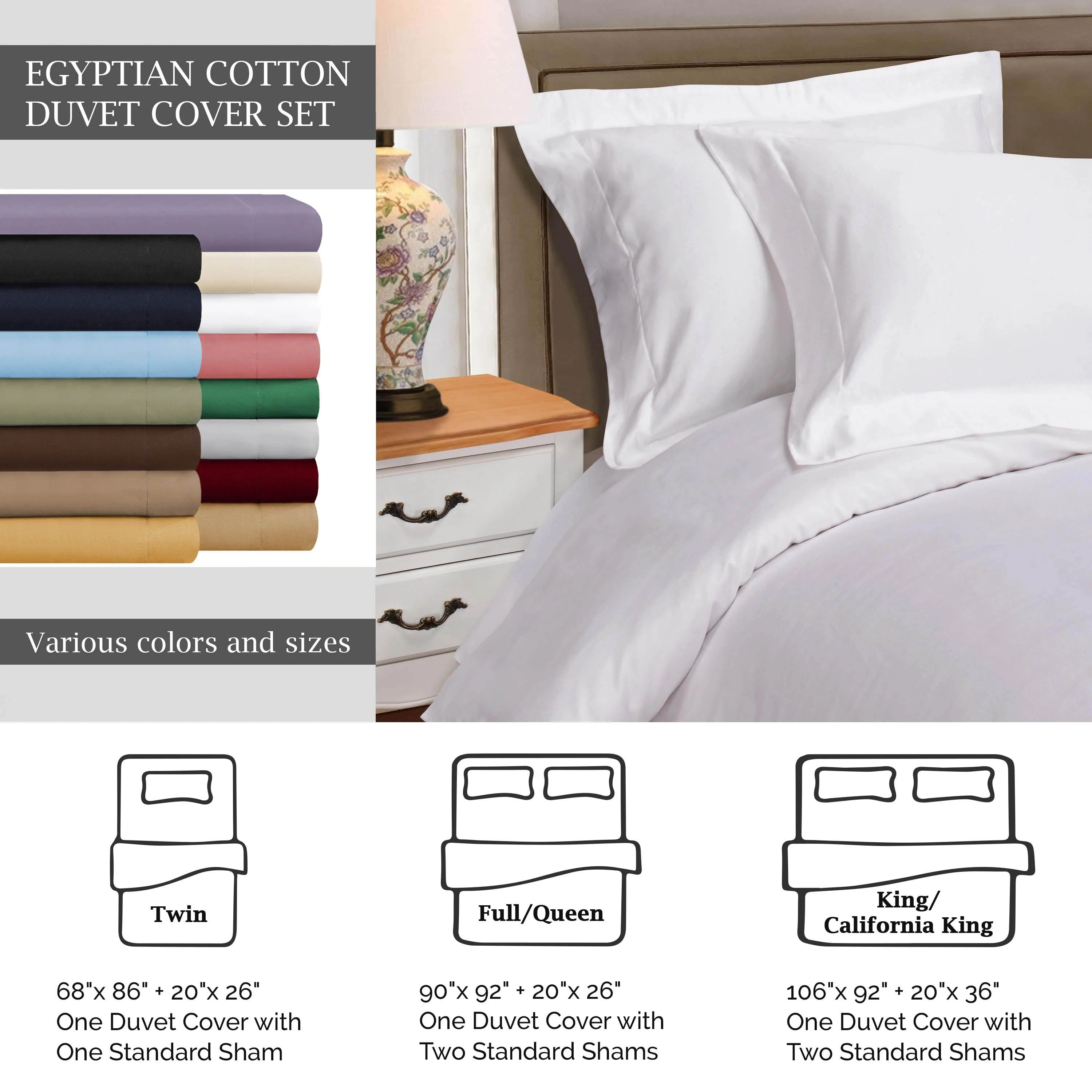 Egyptian Cotton 530 Thread Count Solid Luxury Duvet Cover Set - Image 13