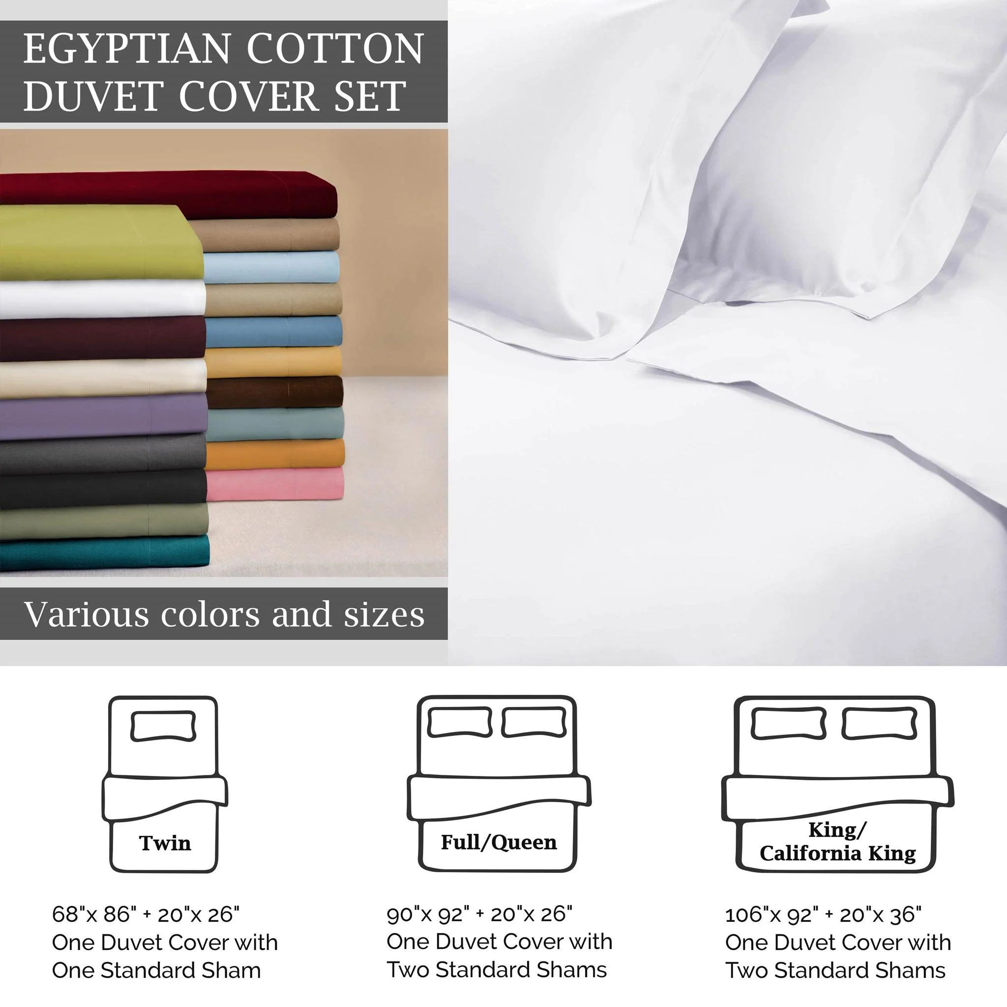 Egyptian Cotton 650 Thread Count Modern Solid Duvet Cover Set - Image 21