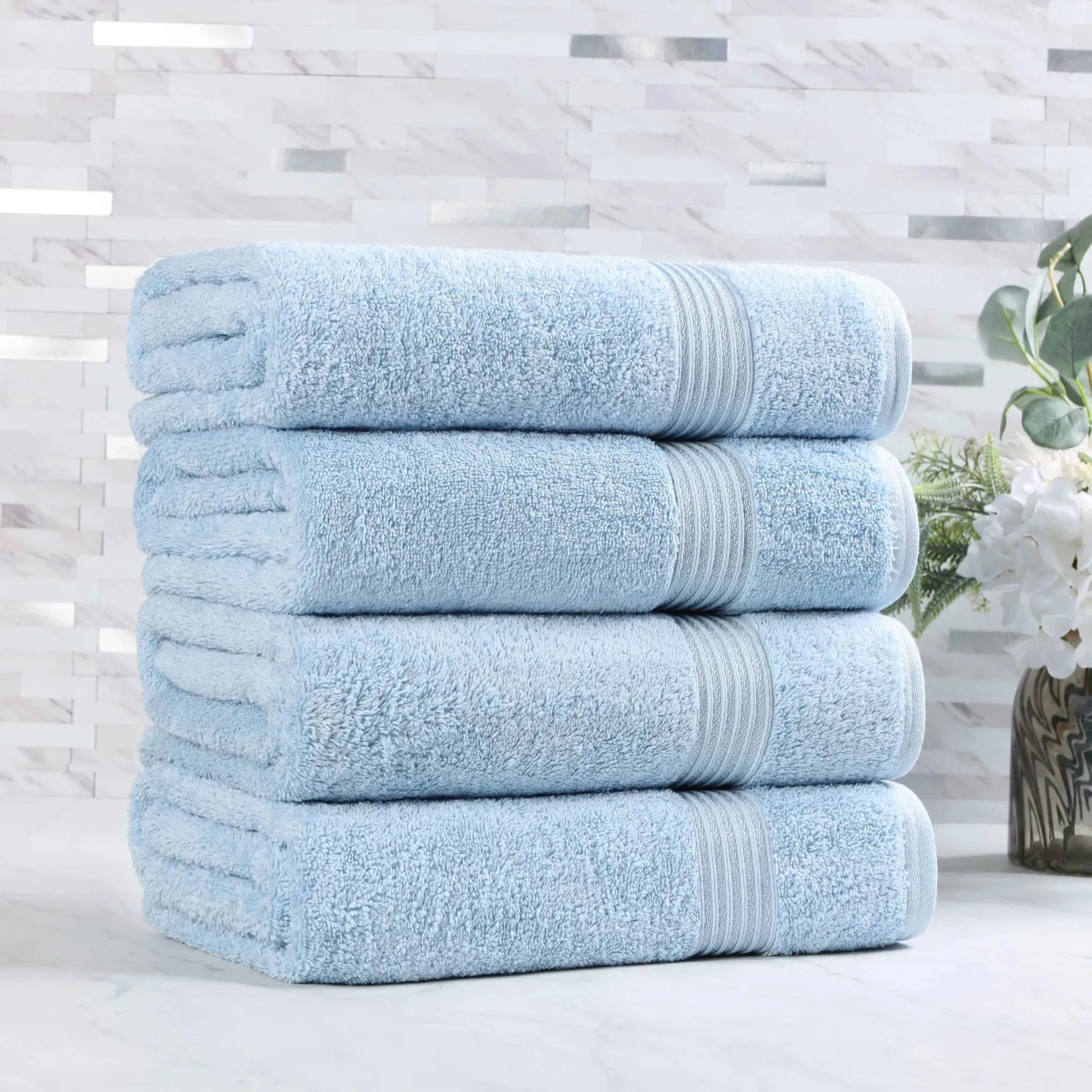 Egyptian Cotton Plush Absorbent Luxury Bath Towel Set of 4 - Image 10
