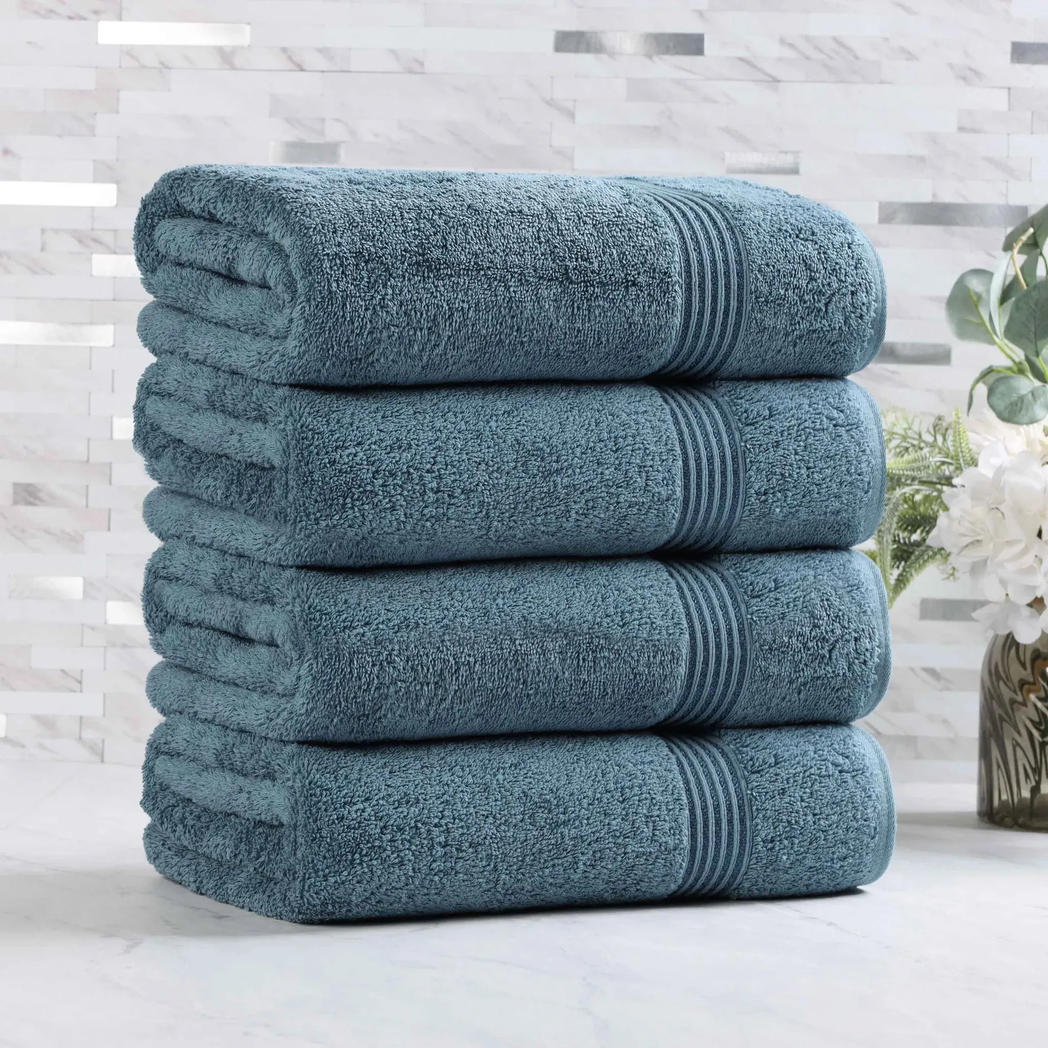 Egyptian Cotton Plush Absorbent Luxury Bath Towel Set of 4 - Image 11