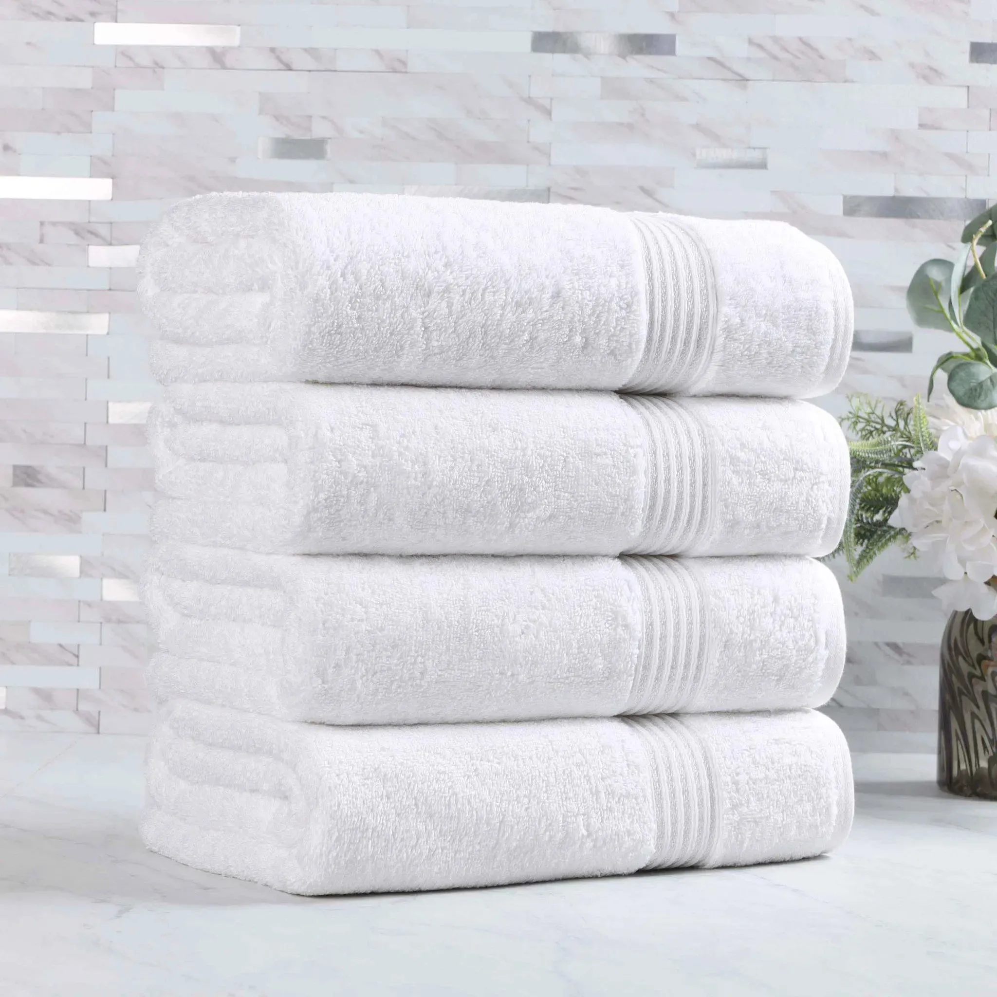 Egyptian Cotton Plush Absorbent Luxury Bath Towel Set of 4 - Image 12