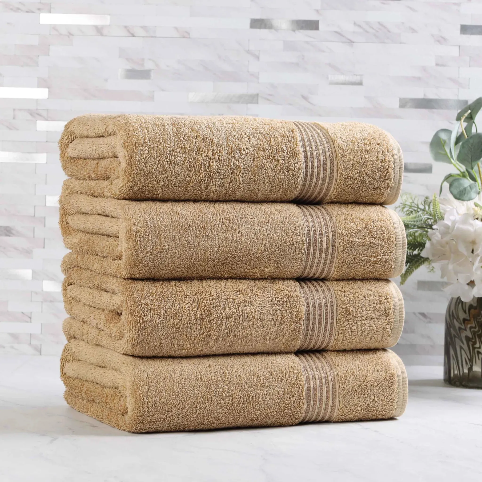 Egyptian Cotton Plush Absorbent Luxury Bath Towel Set of 4 - Image 3