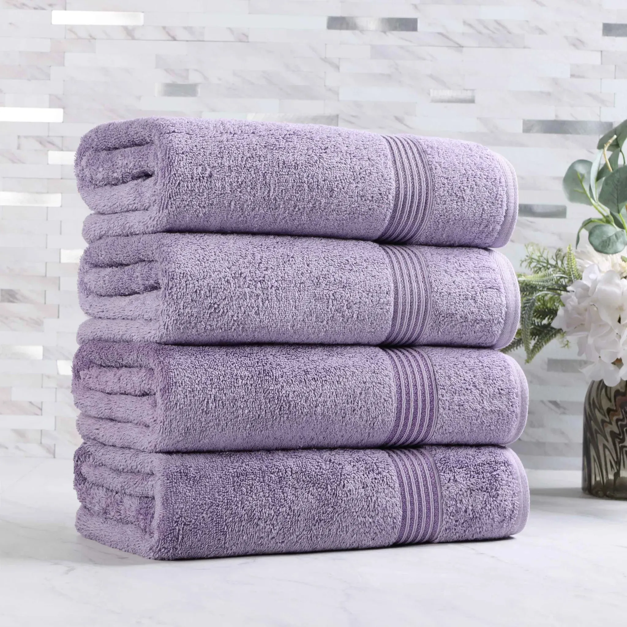 Egyptian Cotton Plush Absorbent Luxury Bath Towel Set of 4 - Image 4