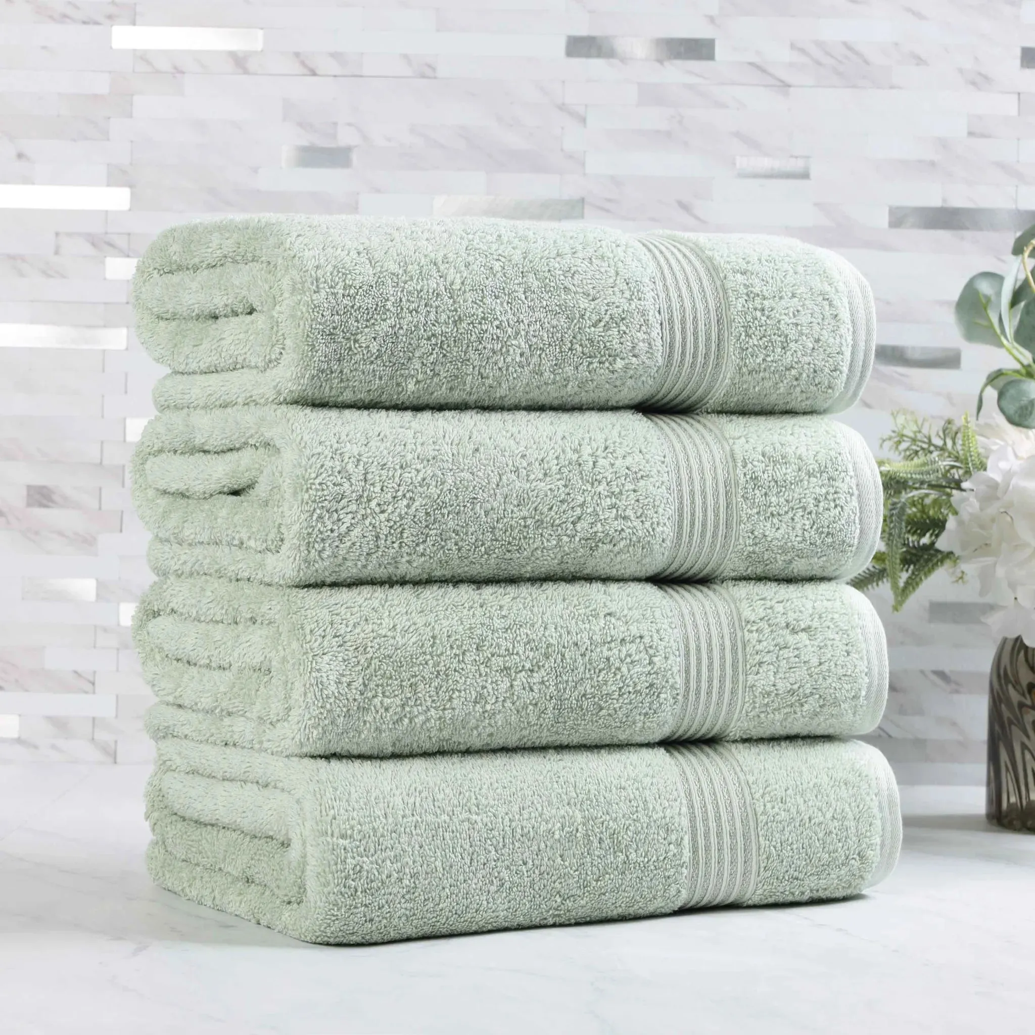 Egyptian Cotton Plush Absorbent Luxury Bath Towel Set of 4 - Image 5
