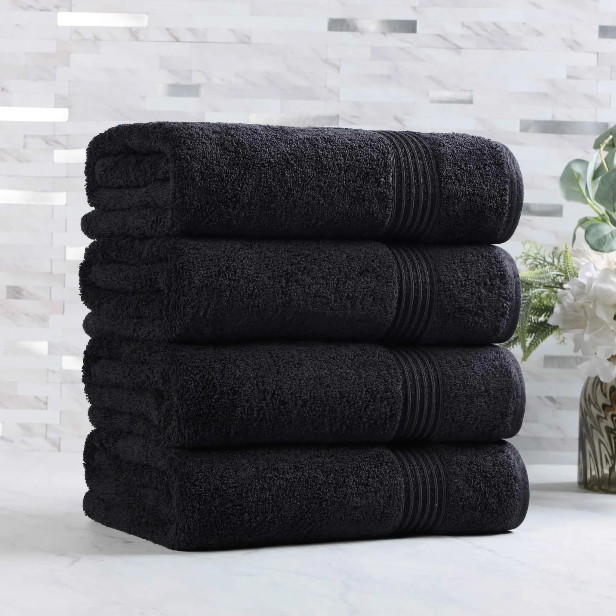 Egyptian Cotton Plush Absorbent Luxury Bath Towel Set of 4 - Image 6