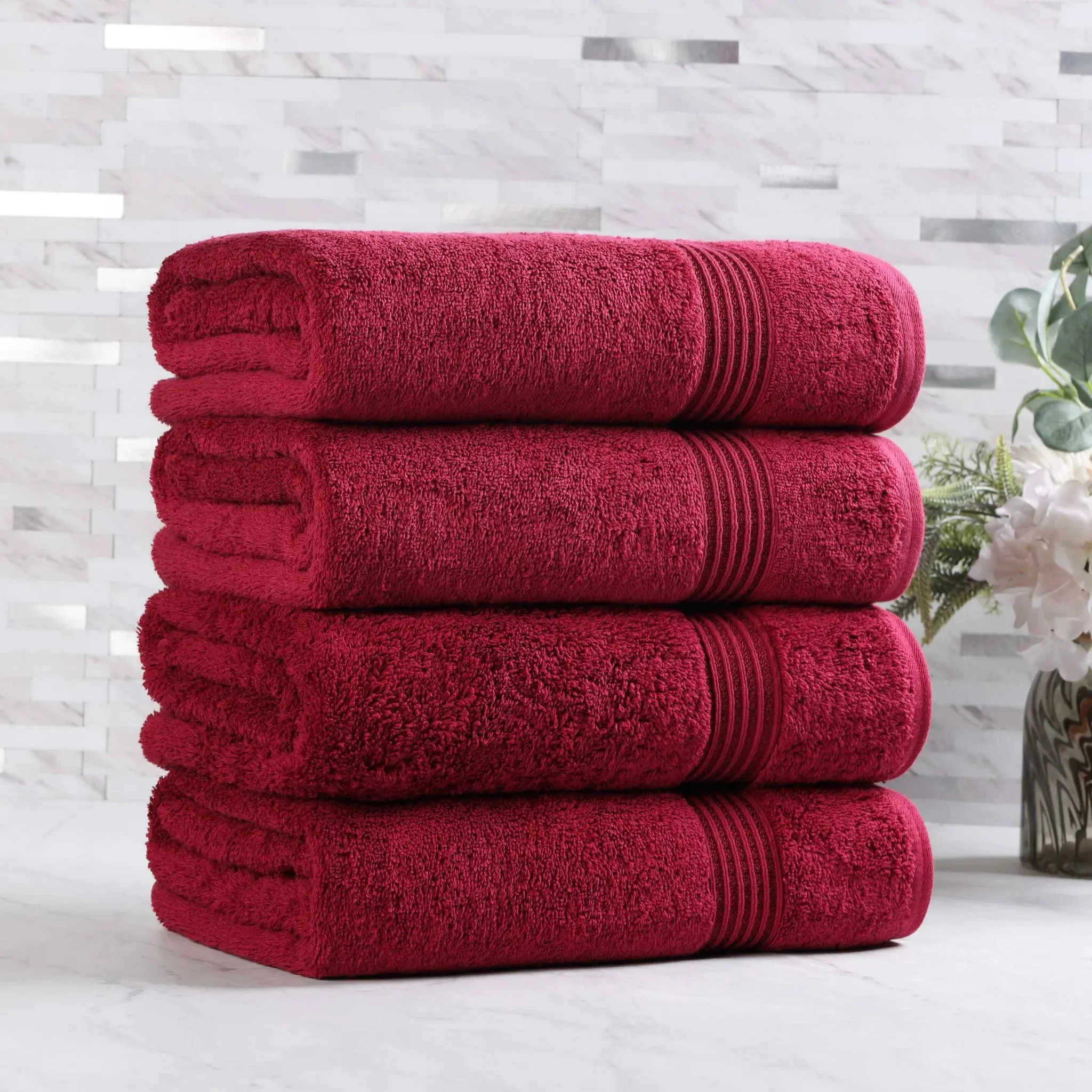 Egyptian Cotton Plush Absorbent Luxury Bath Towel Set of 4 - Image 7