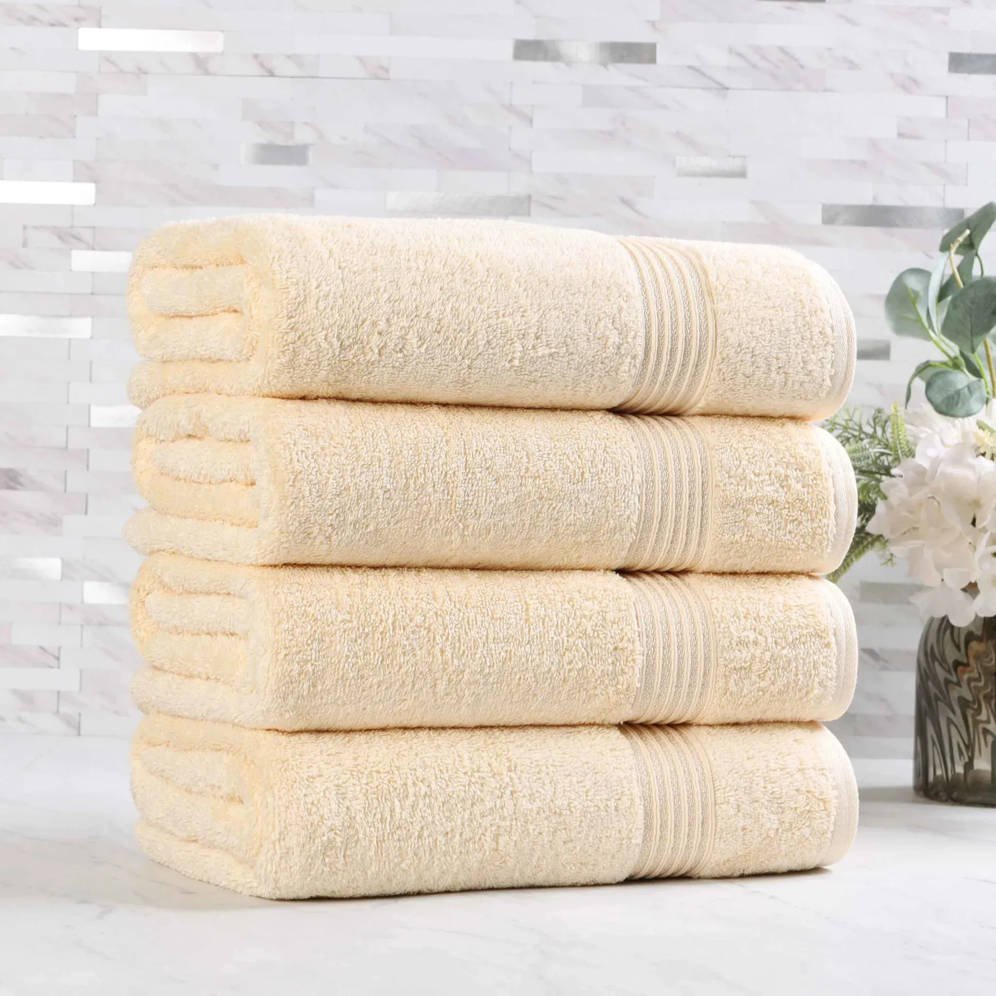 Egyptian Cotton Plush Absorbent Luxury Bath Towel Set of 4 - Image 8