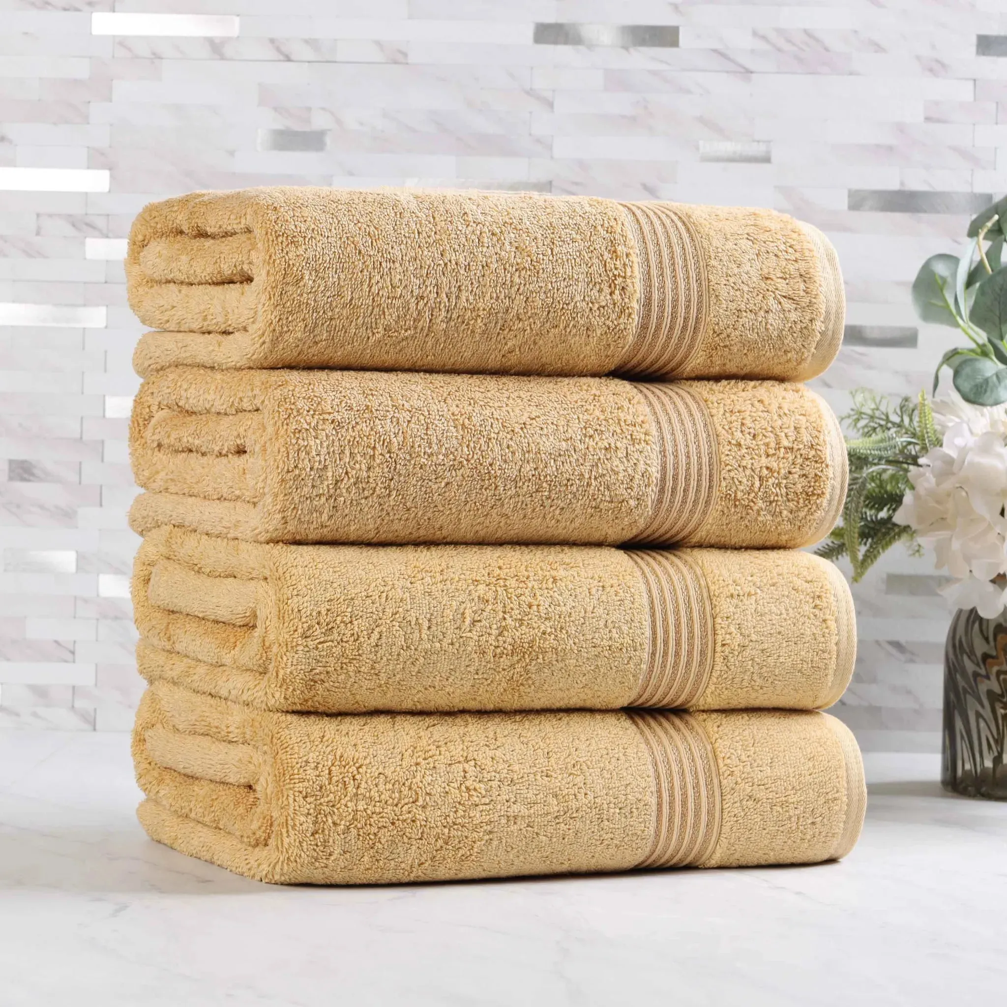Egyptian Cotton Plush Absorbent Luxury Bath Towel Set of 4 - Image 9