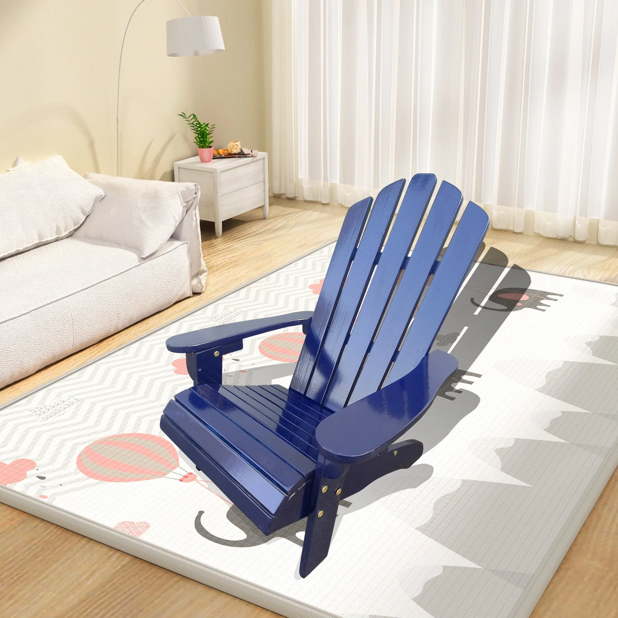 Ehomexpert Classic Wood Children Adirondack Chair Blue Solid Wood Indoor Outdoor - Image 2