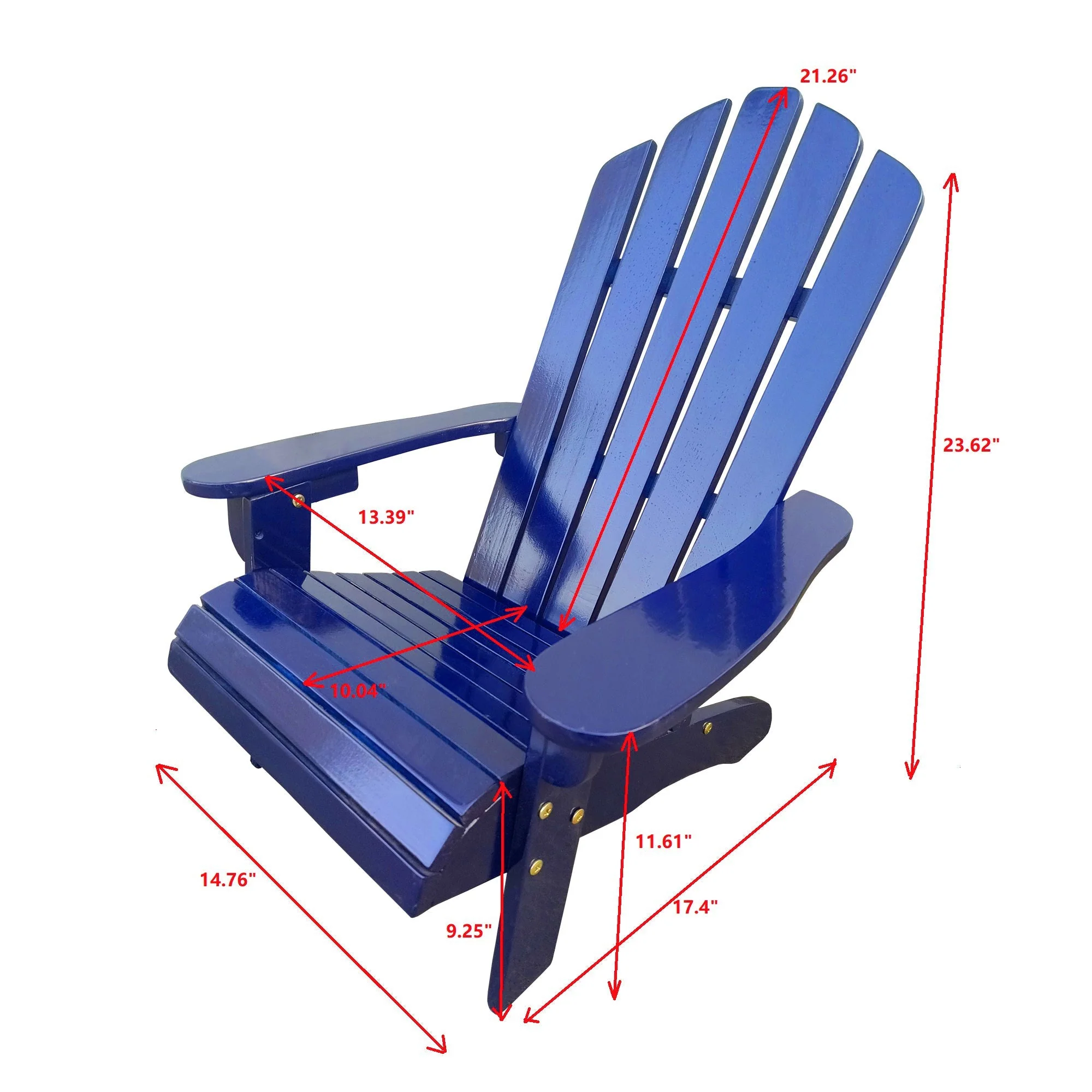 Ehomexpert Classic Wood Children Adirondack Chair Blue Solid Wood Indoor Outdoor - Image 3