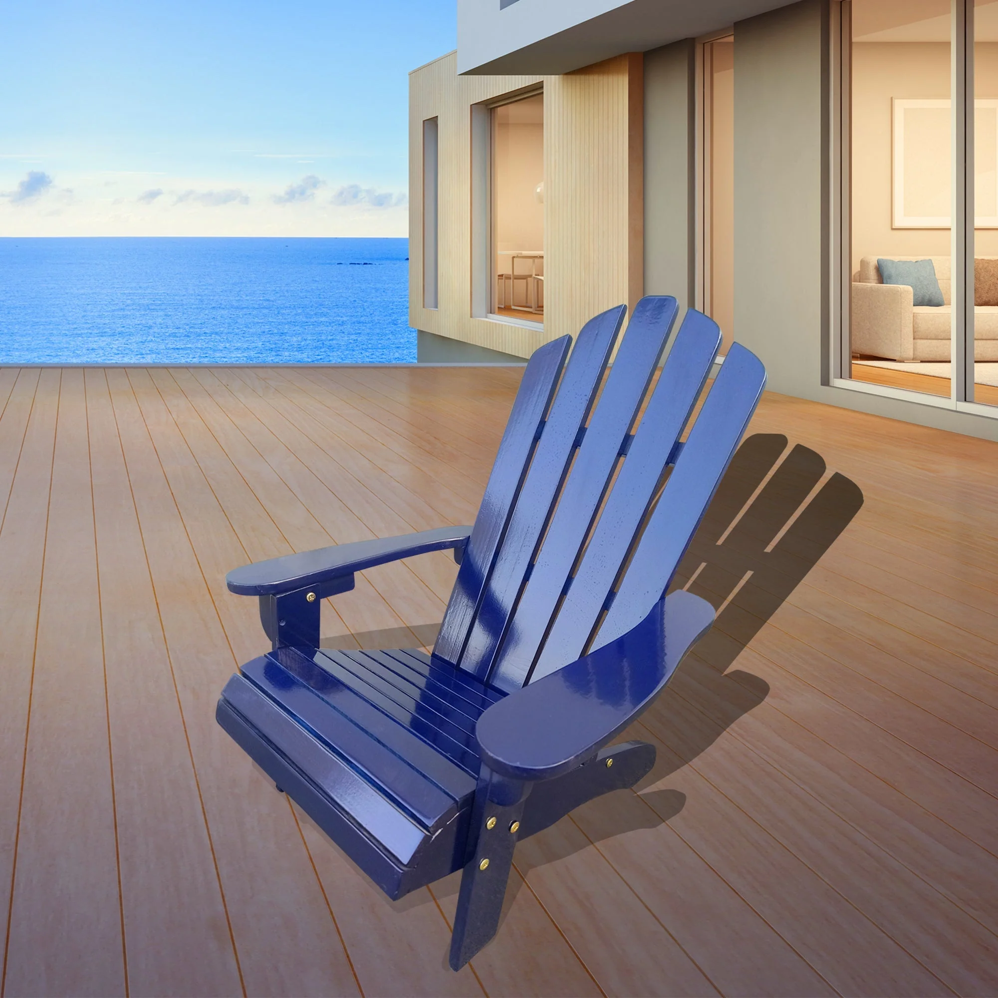 Ehomexpert Classic Wood Children Adirondack Chair Blue Solid Wood Indoor Outdoor - Image 4