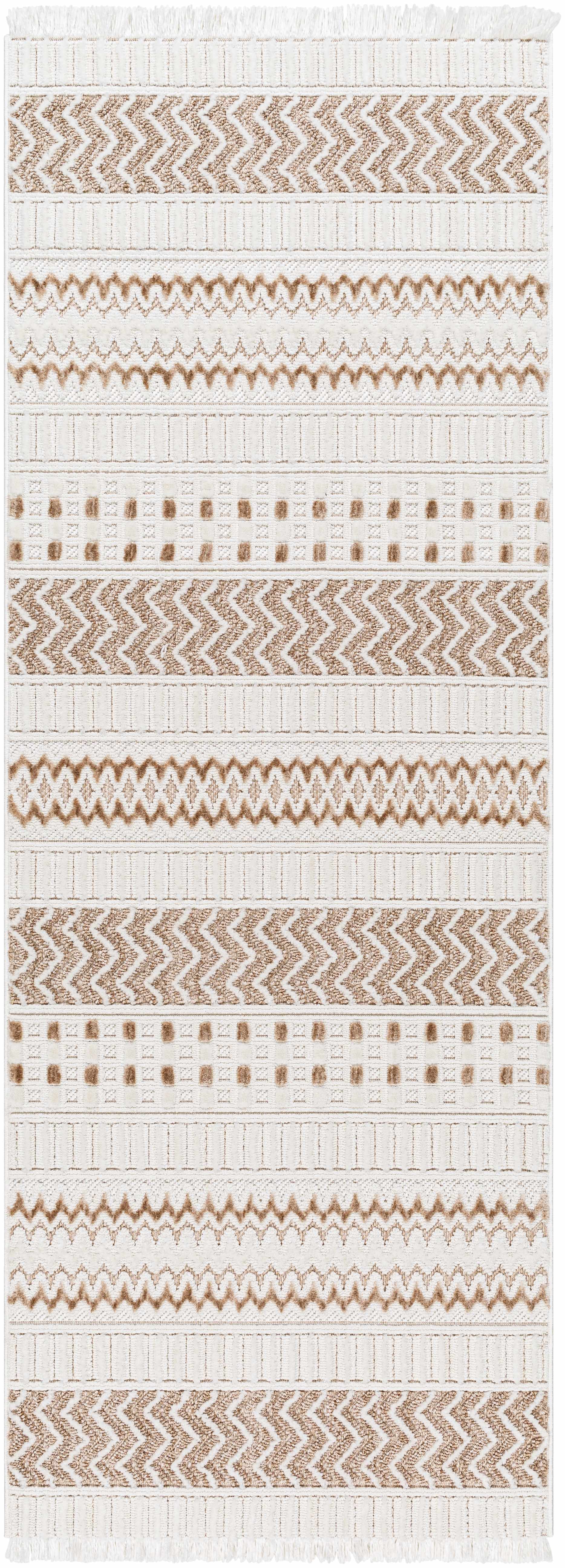 Eiko Beige Textured Saxony Rug with Fringes - Clearance - Image 8