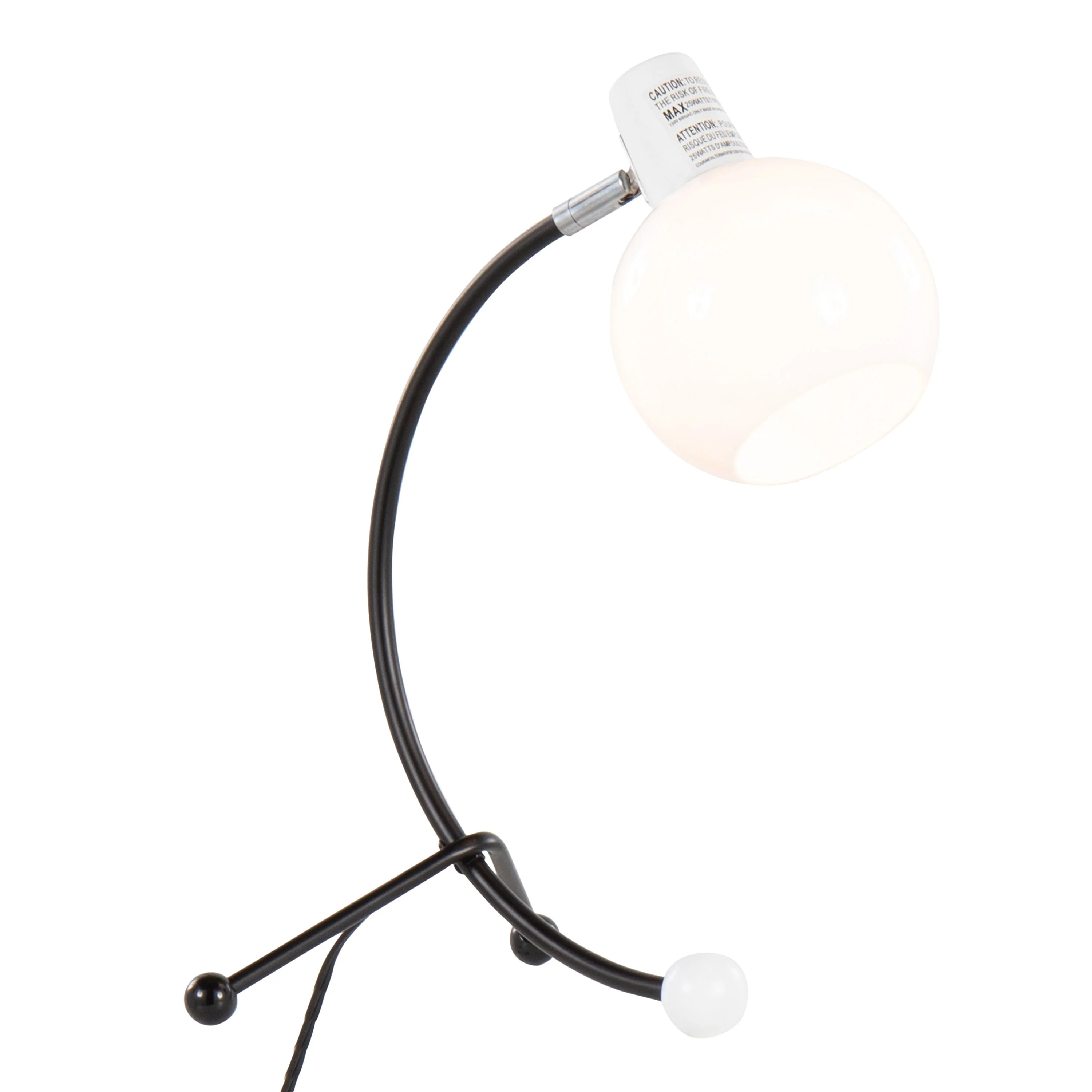 Eileen Contemporary Task Lamp in Black Metal and White Plastic Shade - Image 2