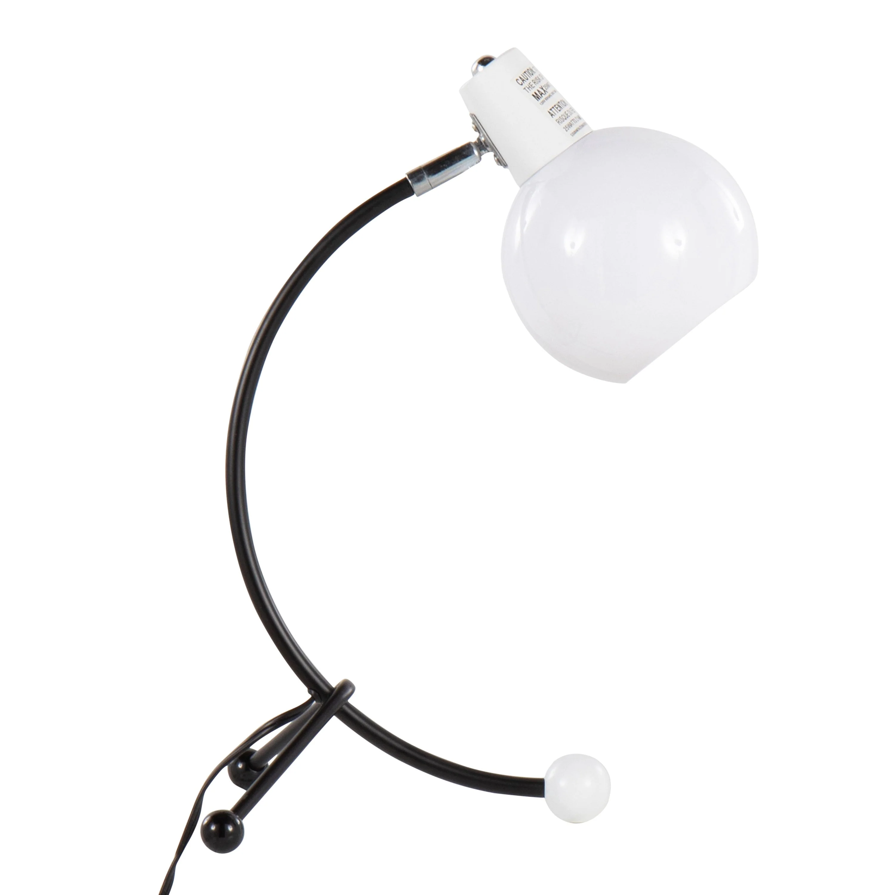 Eileen Contemporary Task Lamp in Black Metal and White Plastic Shade - Image 4