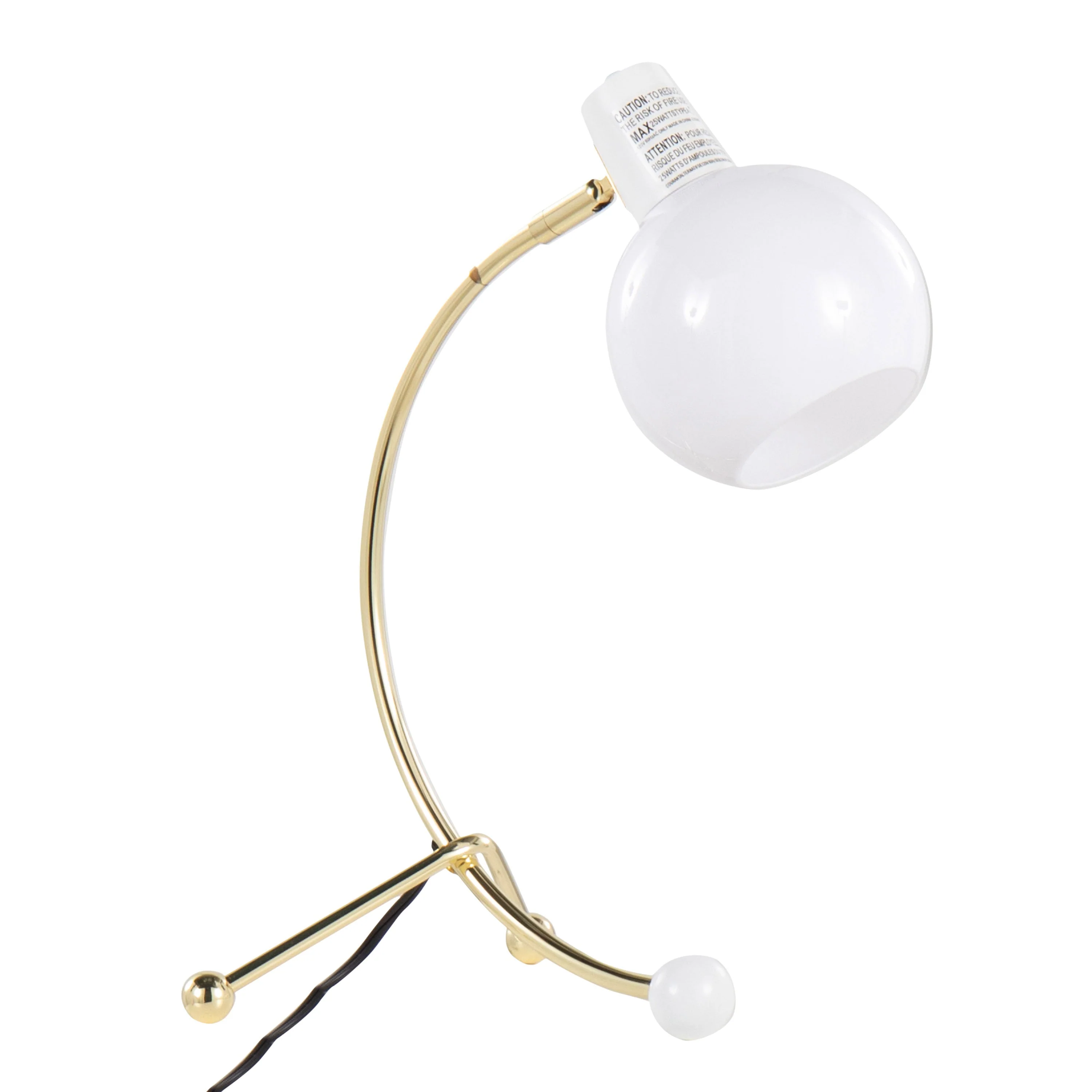 Eileen Contemporary Task Lamp in Gold Metal and White Shade - Image 2