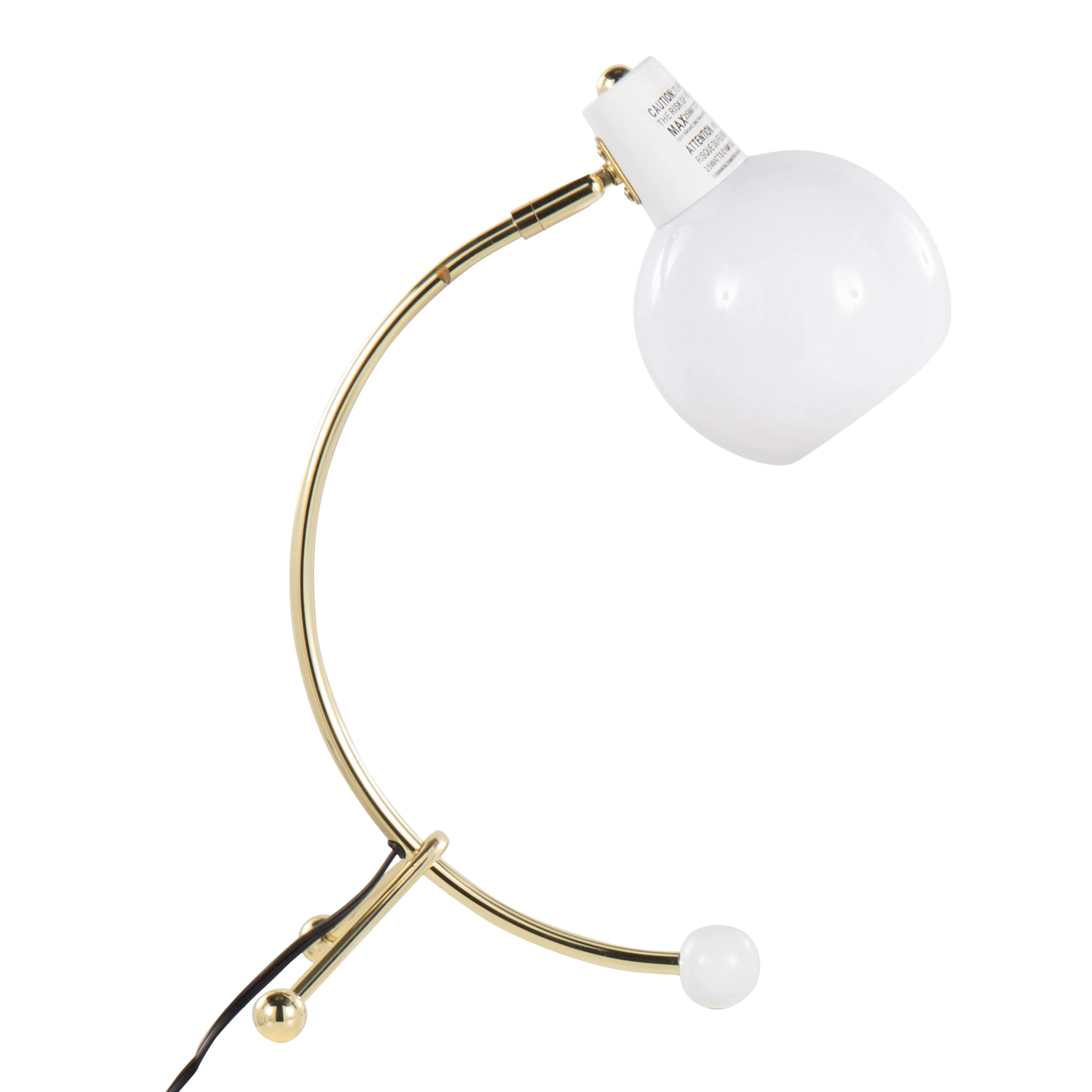 Eileen Contemporary Task Lamp in Gold Metal and White Shade - Image 3