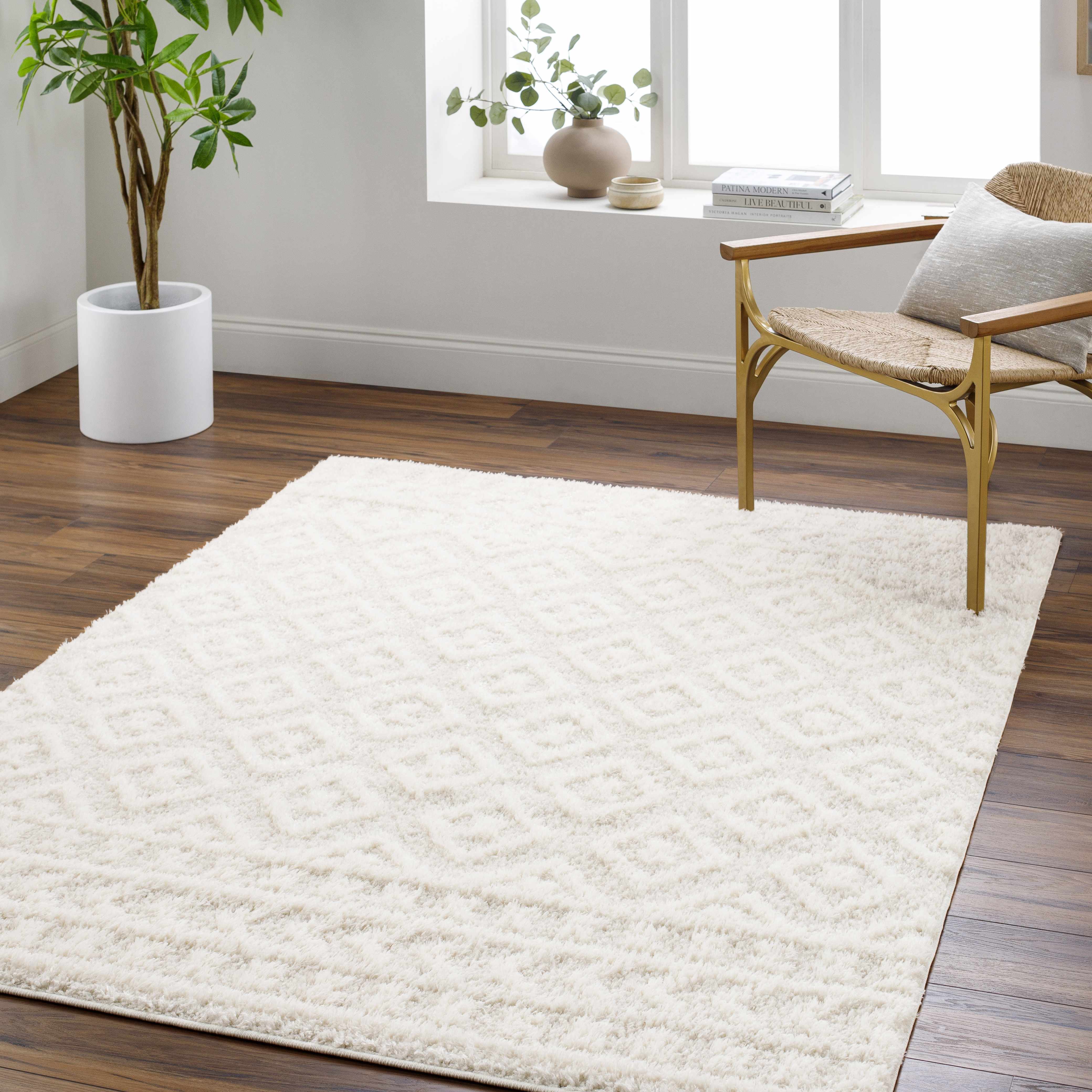 Eivin Cream Diamonds Plush Rug - Image 9
