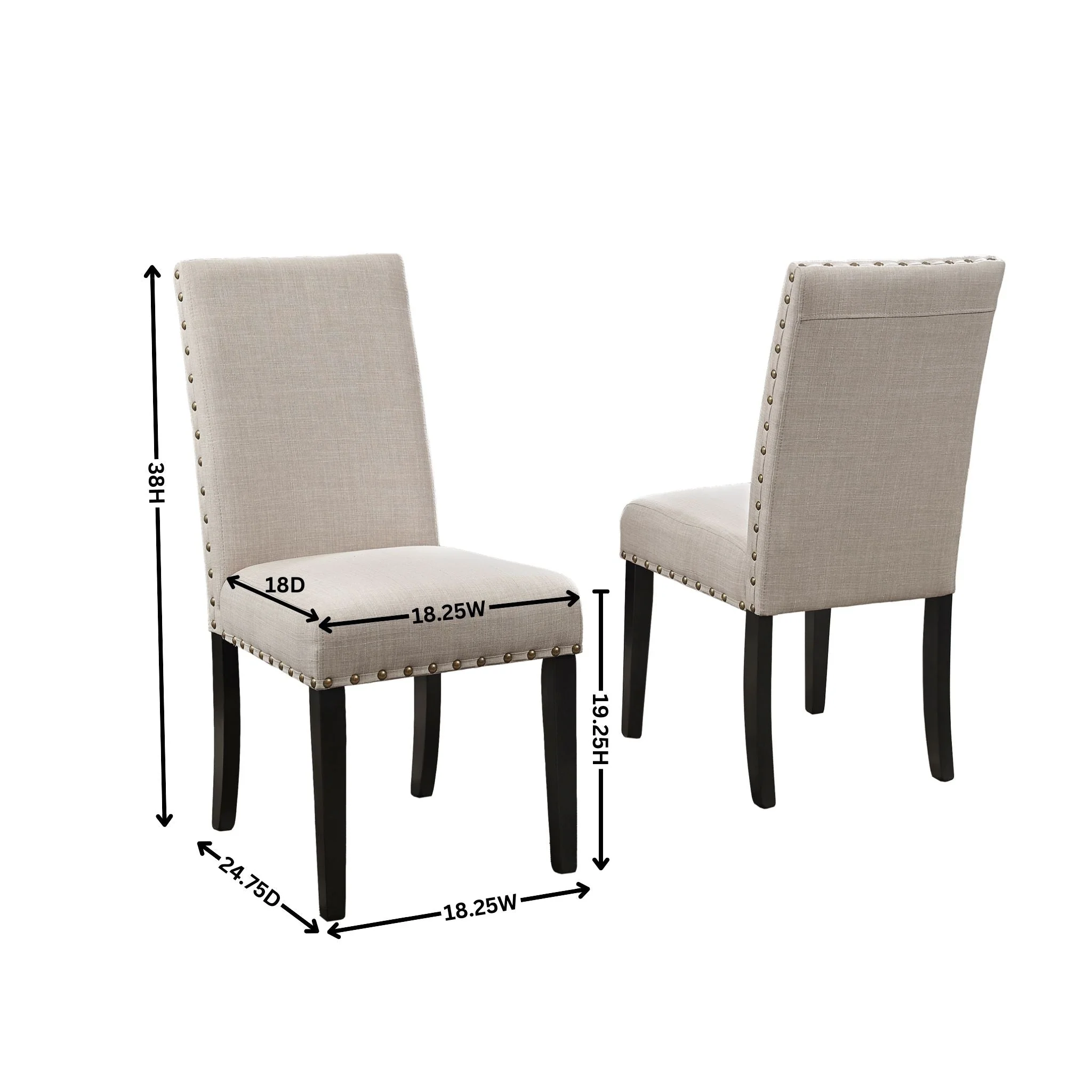 Eleanor Upholstered Dining Chairs with Nailhead Trim - Set of 2 - Image 9