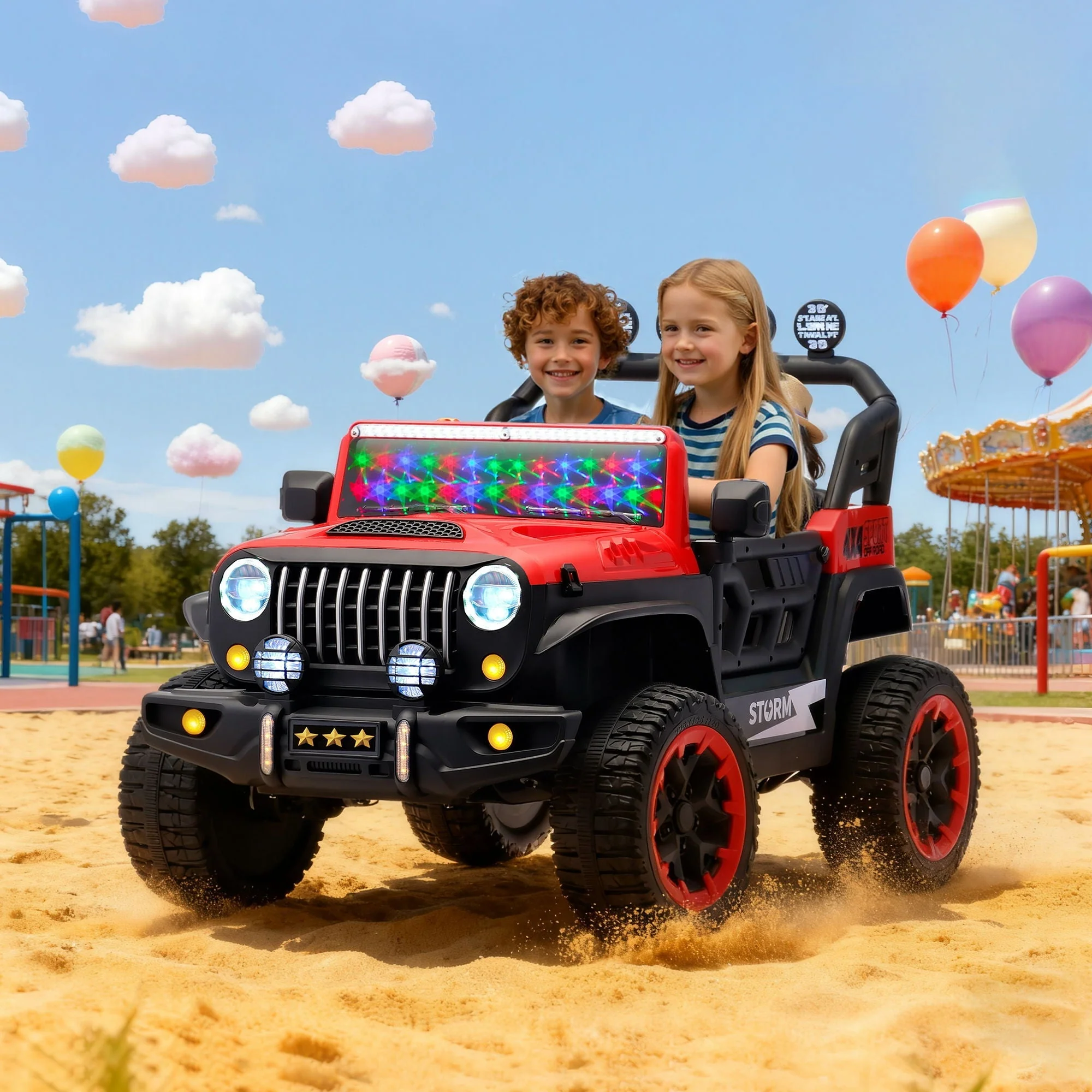 Electric Car With Remote Control, Colorful LED Lights, USB & MP3 - Image 11