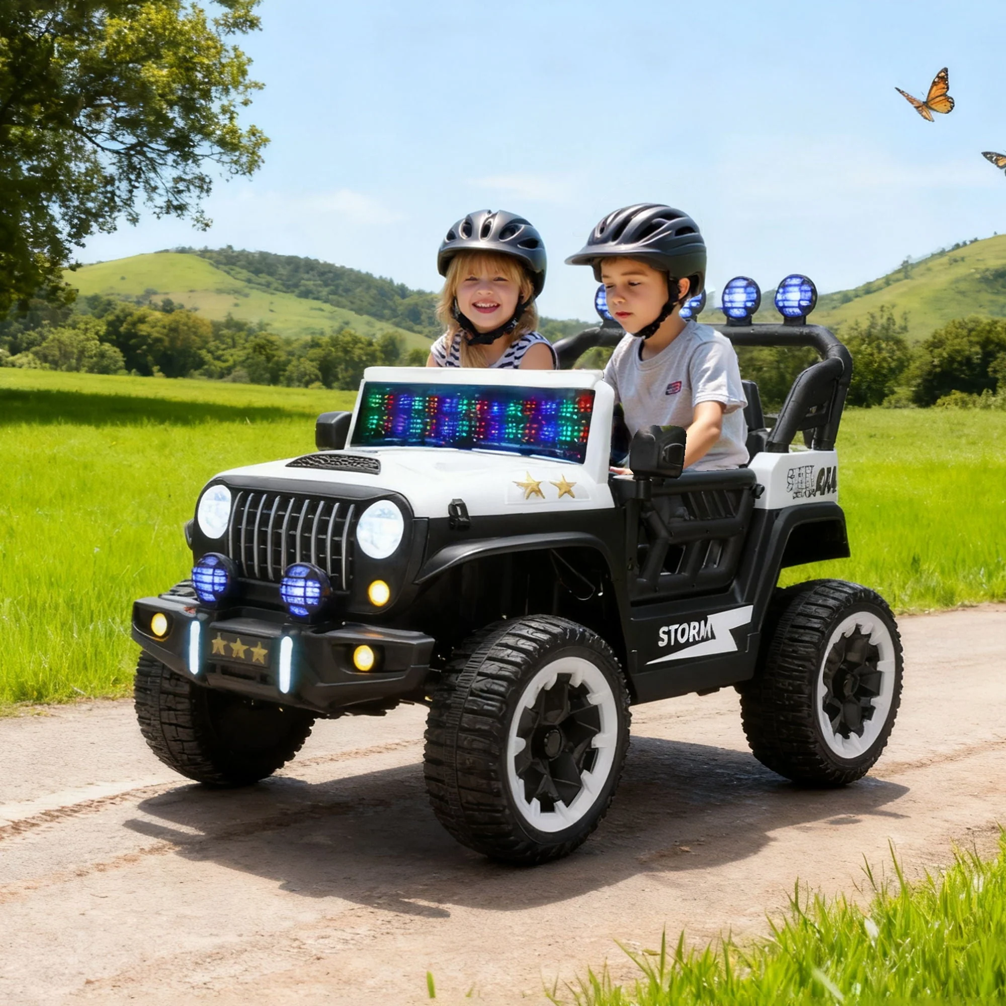 Electric Car With Remote Control, Colorful LED Lights, USB & MP3 - Image 13