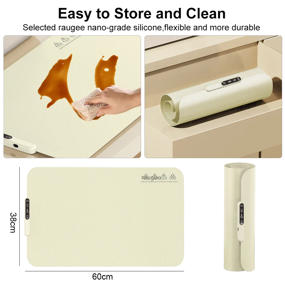 Electric Food Warmer Mat Foldable Silicone Tray 6 Temp Fast Heating Plate - Image 6