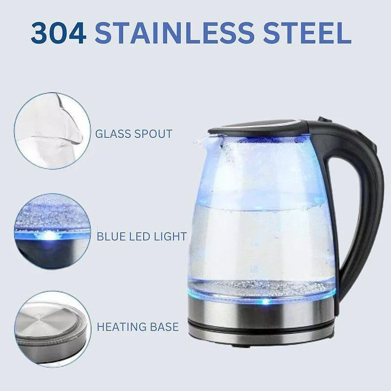 Electric Glass Kettle 1.8L 1500W Fast Boil LED Cordless - Image 5