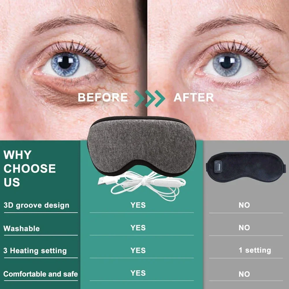 Electric Heated Eye Mask – 3D Warm Therapy Sleep Mask for Dark Circles & Fatigue - Image 6