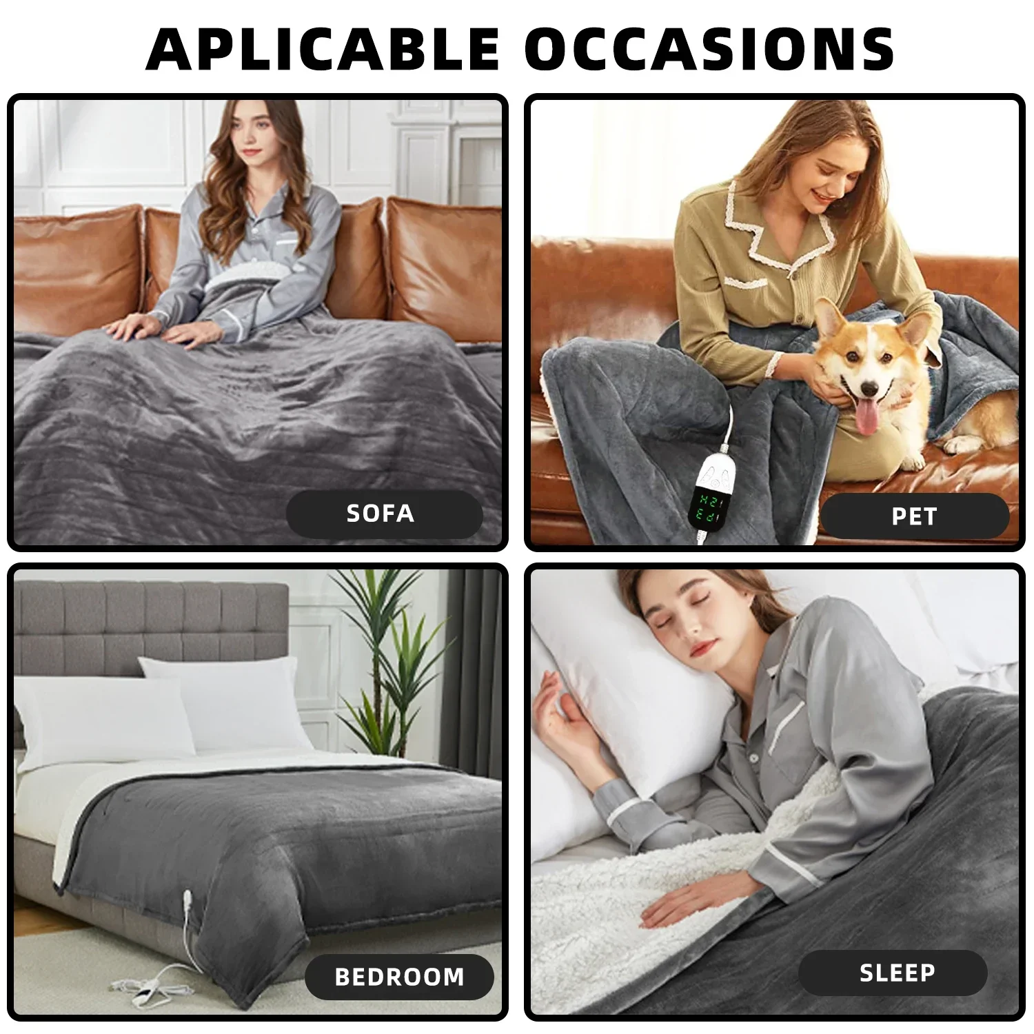Electric Heated Throw Blanket Soft Washable 6 Heat Levels Auto Shut Off Safety - Image 2